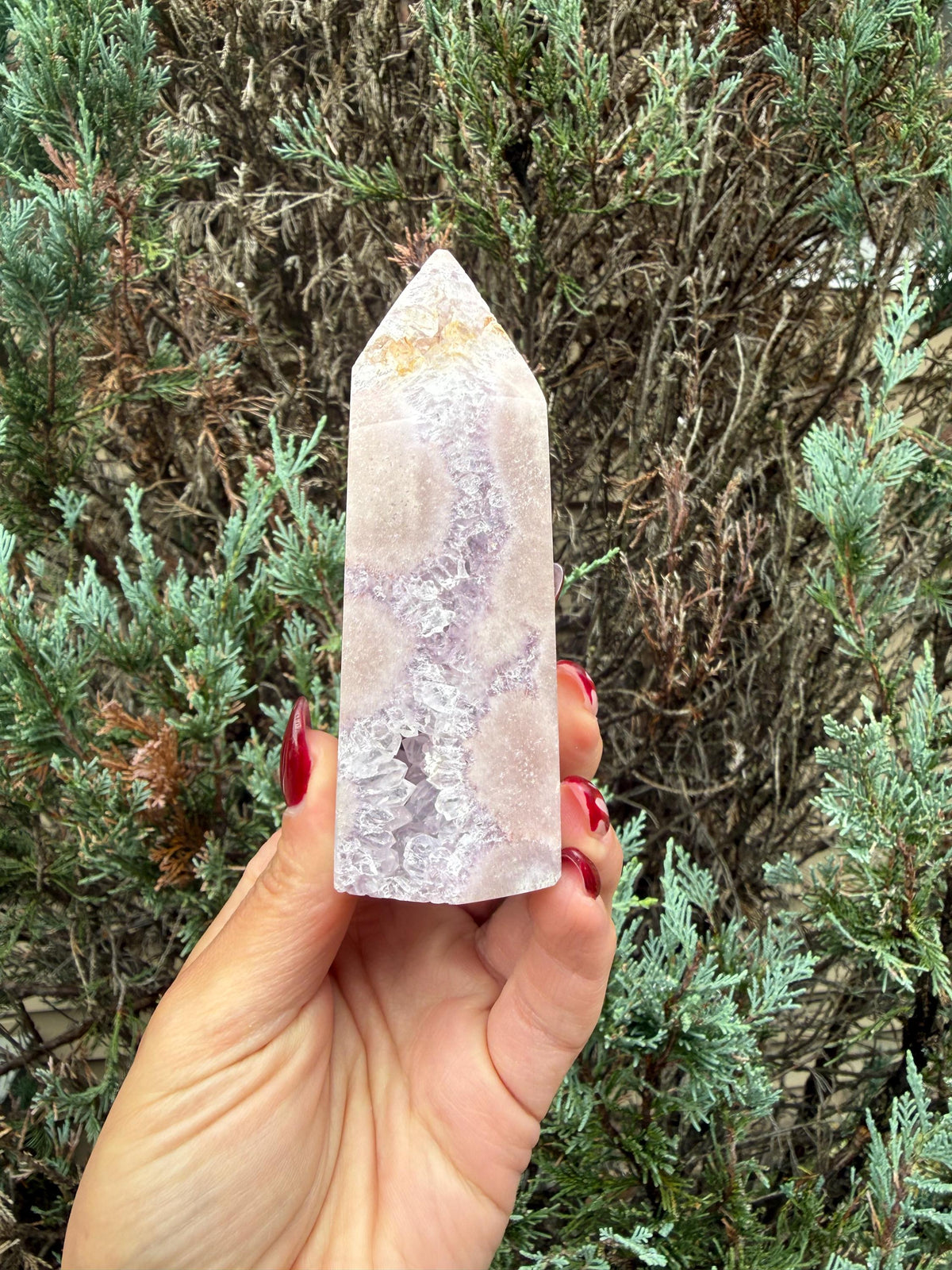 Pink & Purple Amethyst Crystal Tower • Sparkling Druzy Quartz Point • Natural Healing Crystal • Gemstone Decor