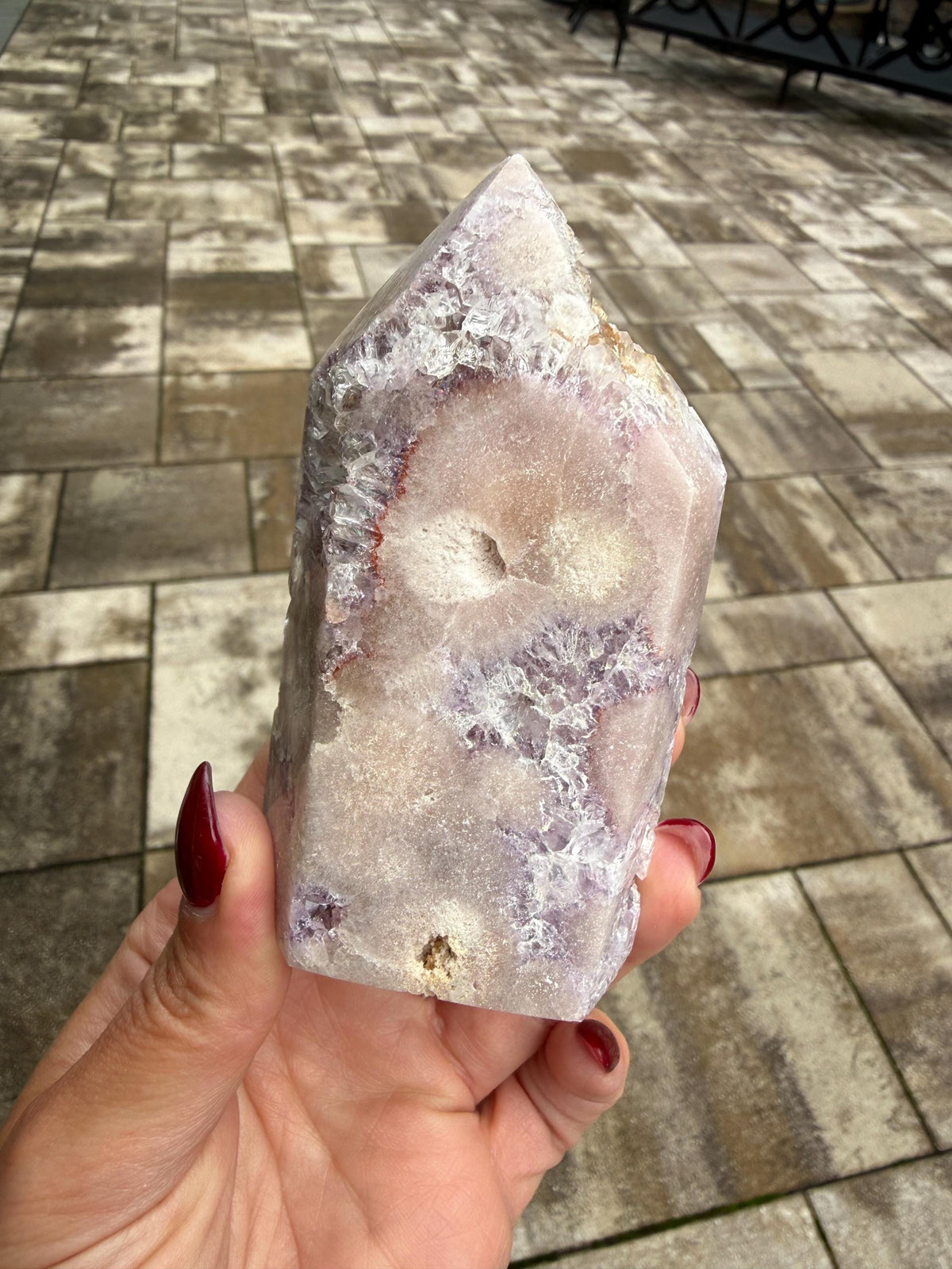 Pink & Purple Amethyst Crystal Tower • Sparkling Druzy Quartz Point • Natural Healing Crystal • Gemstone Decor