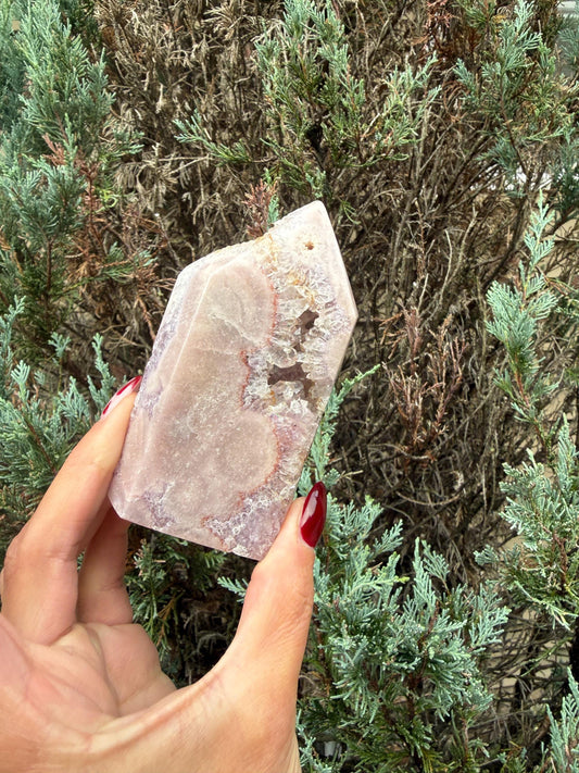 Pink & Purple Amethyst Crystal Tower • Sparkling Druzy Quartz Point • Natural Healing Crystal • Gemstone Decor