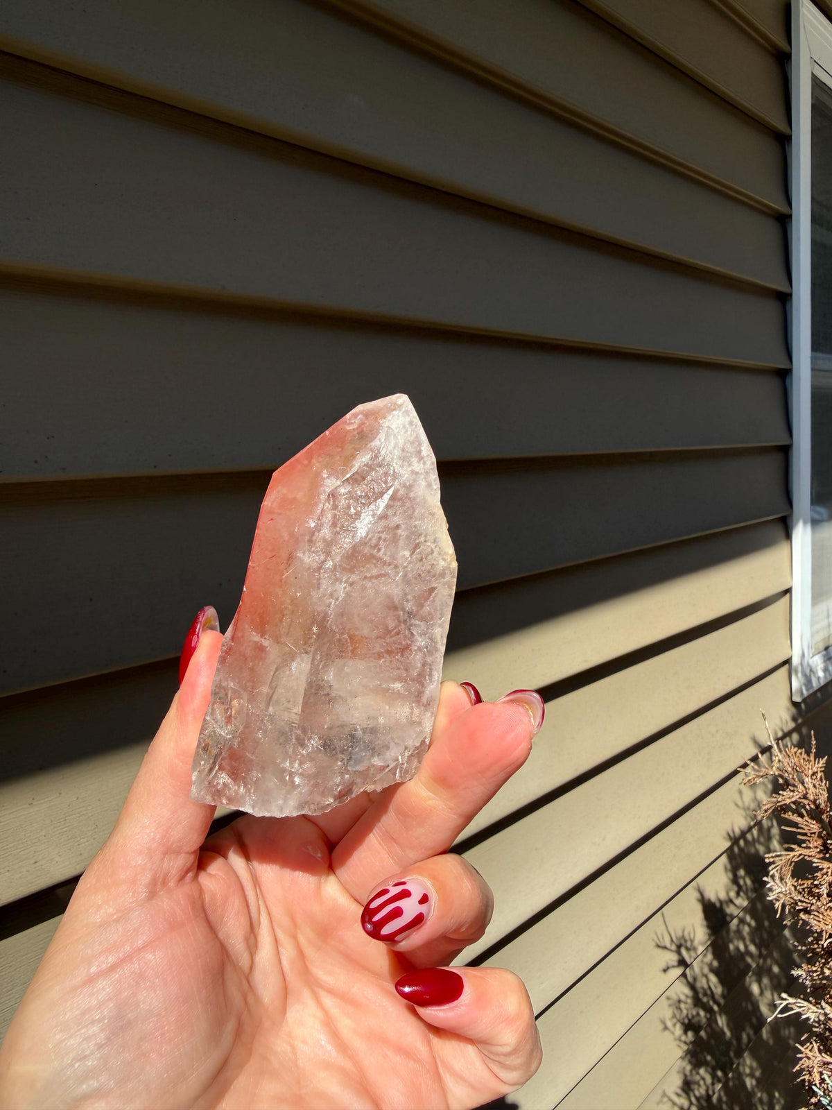 Pink Lithium Quartz Crystal Point on Stand • High Vibration Healing Stone • Spiritual Decor
