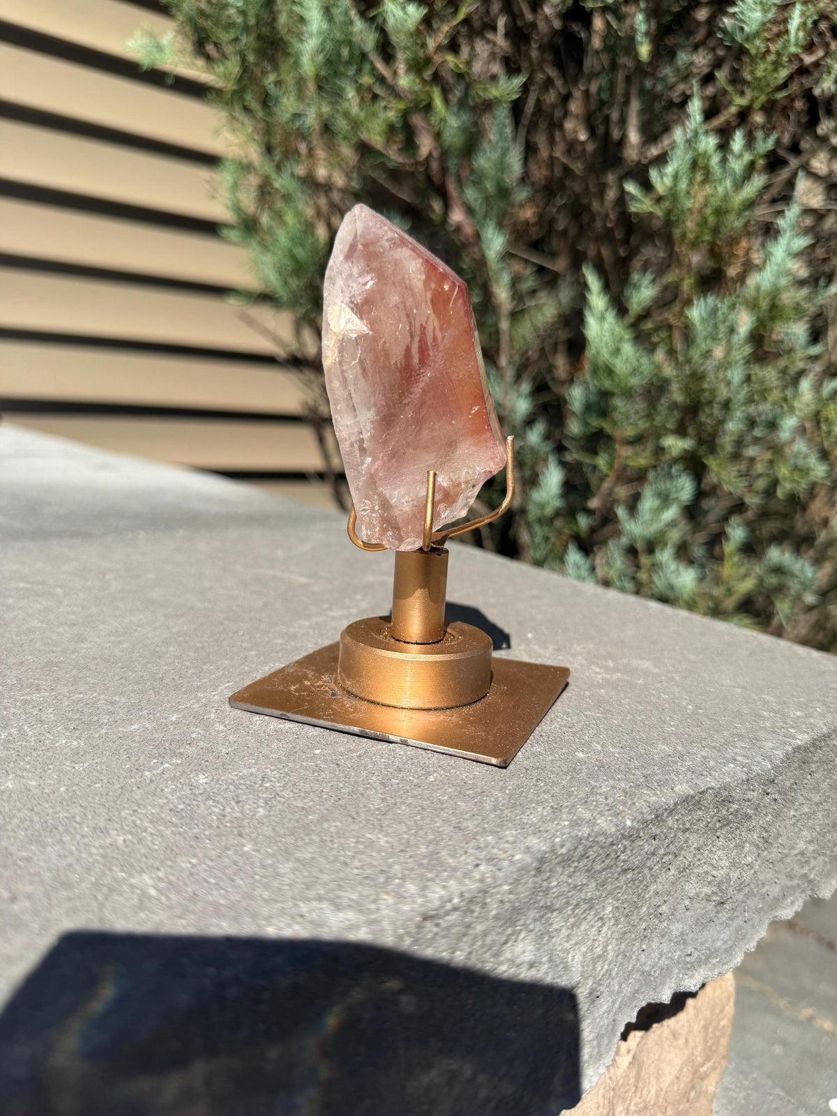 Pink Lithium Quartz Crystal Point on Stand • High Vibration Healing Stone • Spiritual Decor