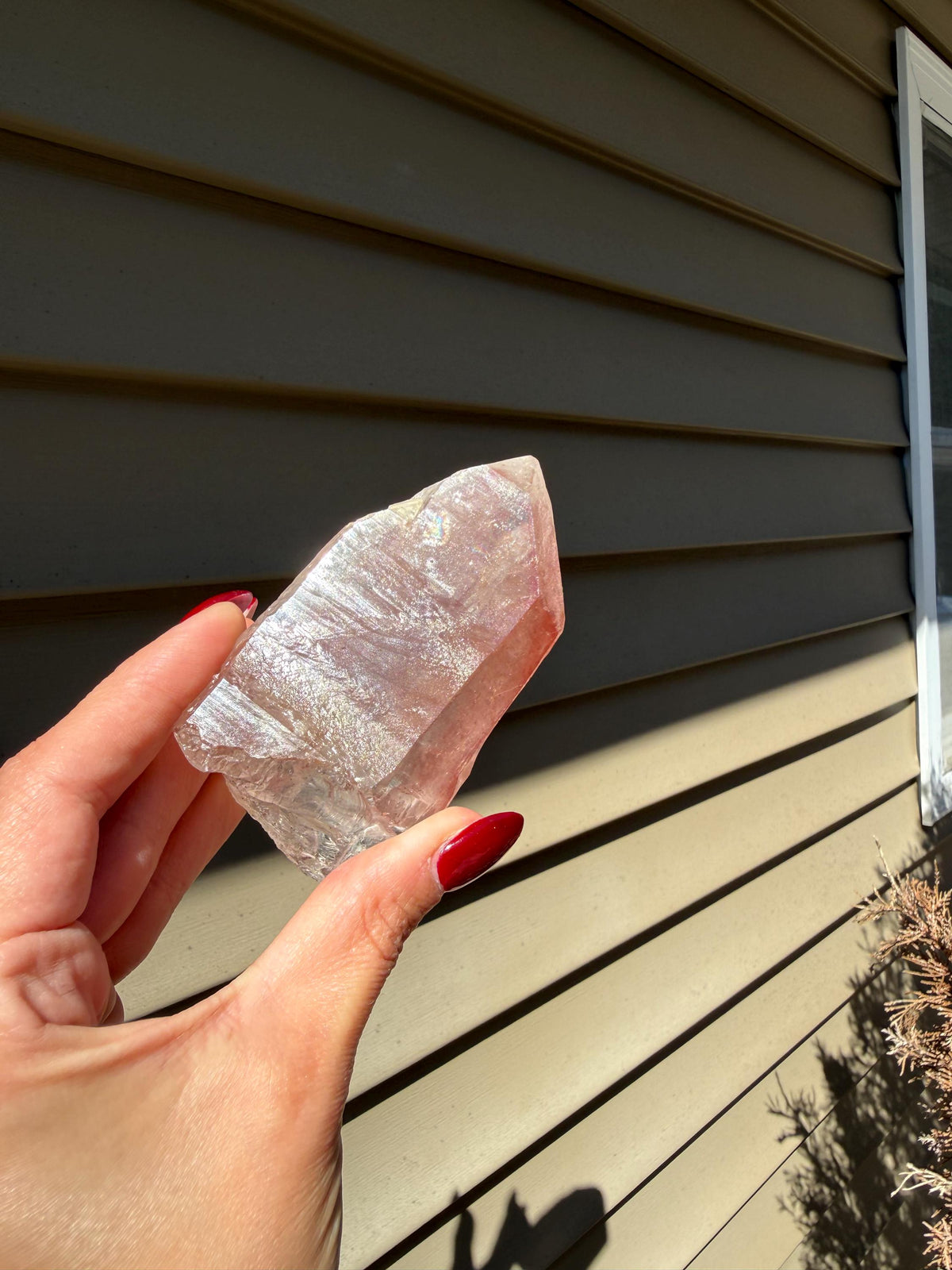 Pink Lithium Quartz Crystal Point on Stand • High Vibration Healing Stone • Spiritual Decor