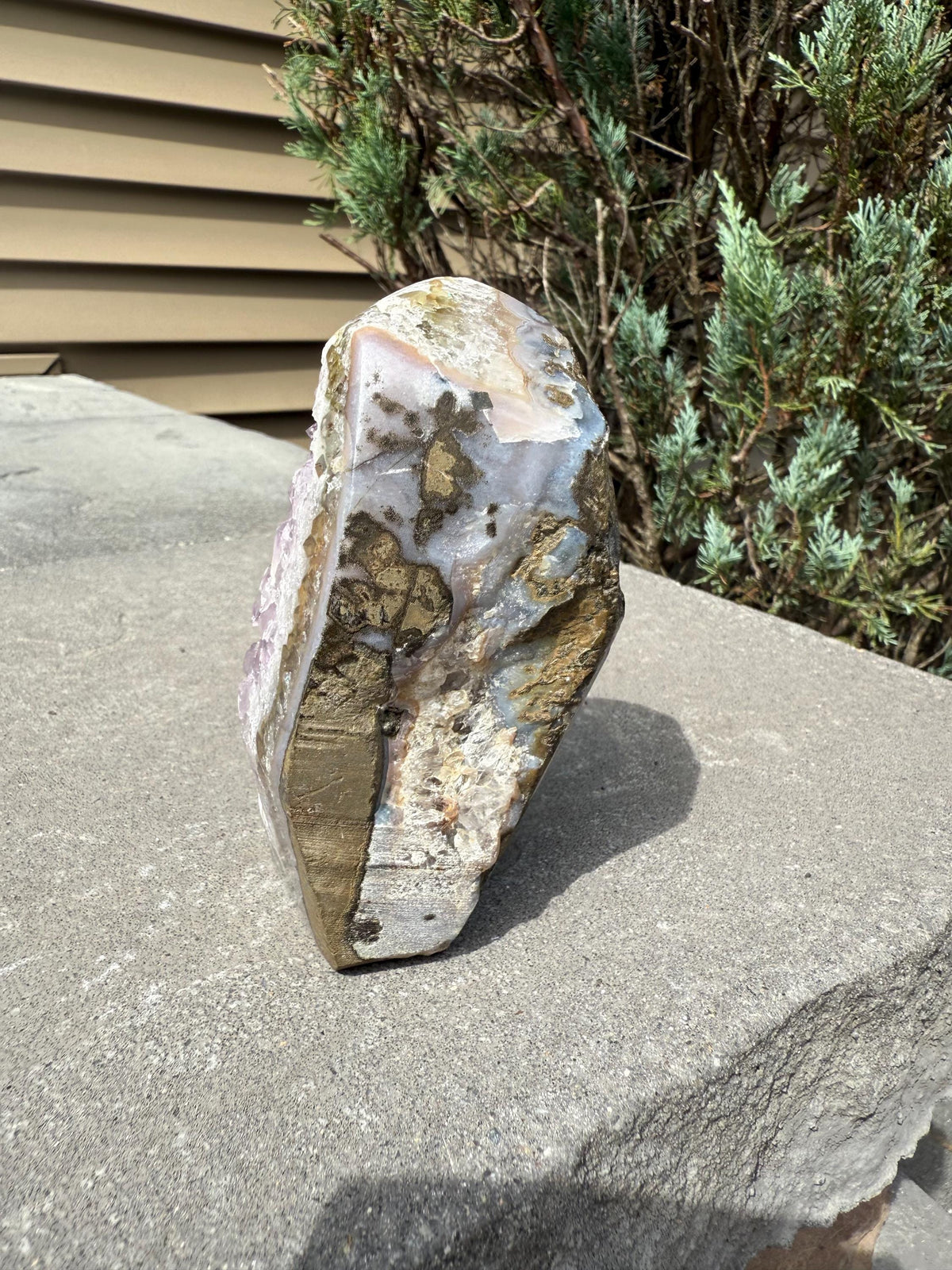 Purple Amethyst & Agate Druzy Cut Base • Banded Crystal Geode • Home Decor • Healing Mineral Specimen