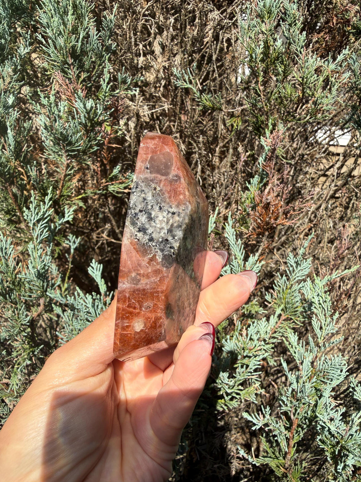 Confetti Sunstone Crystal Freeform • High Flash Polished Stone • Orange Sparkle Gemstone • Healing Crystal Decor