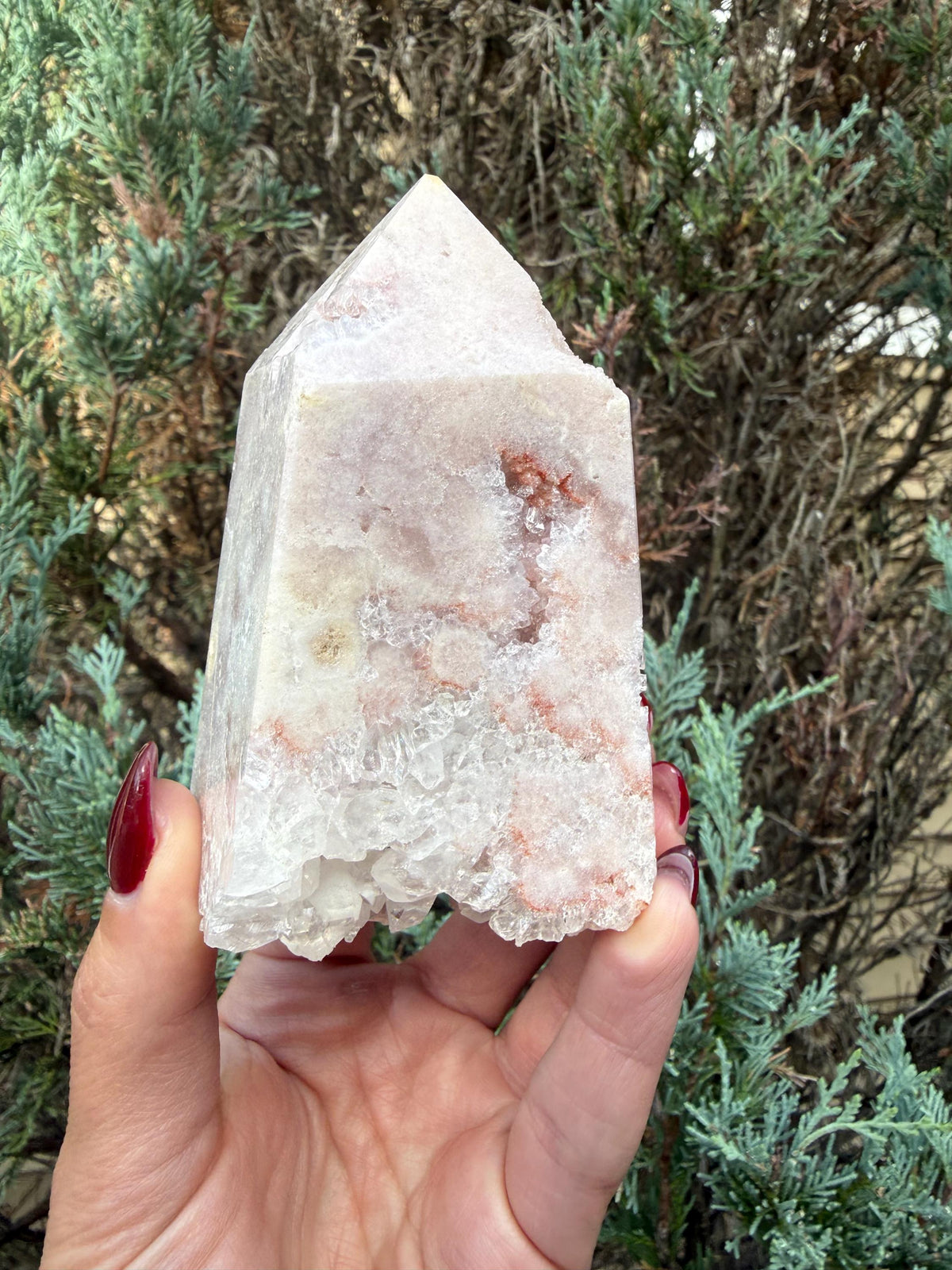 Druzy Pink Amethyst Tower • Sparkling Crystal Point • Calming Healing Stone • Spiritual Decor • Quartz Tower