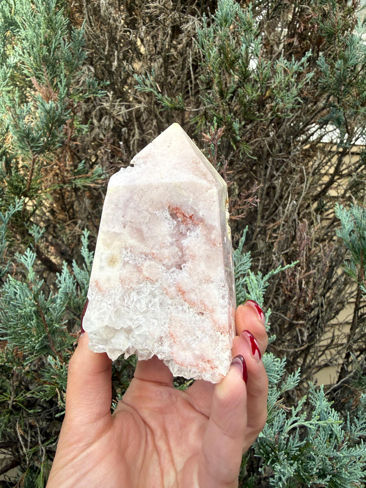 Druzy Pink Amethyst Tower • Sparkling Crystal Point • Calming Healing Stone • Spiritual Decor • Quartz Tower