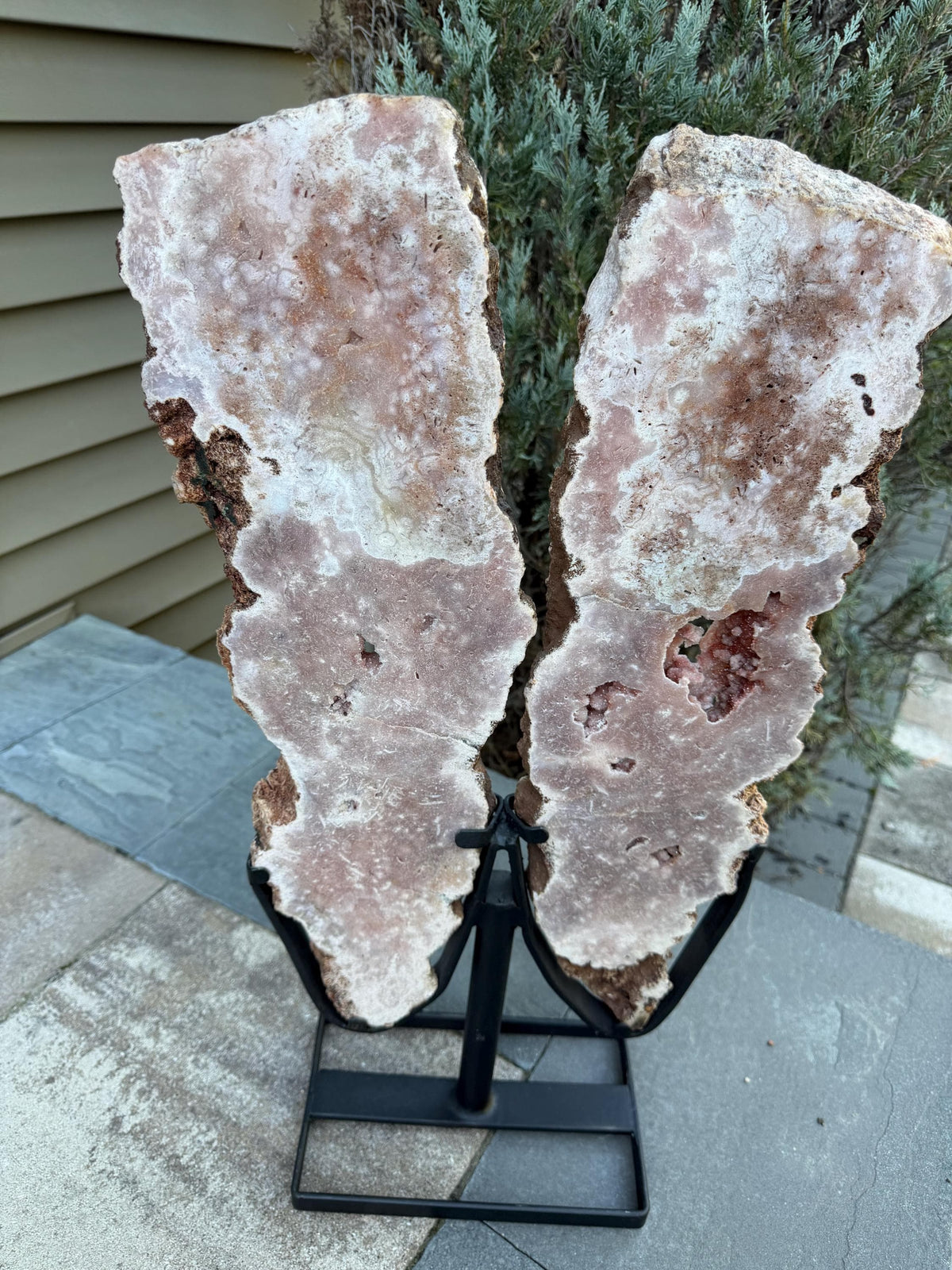 Pink Amethyst Statement Crystal Wings on Custom Stand: Luxury Crystal Décor