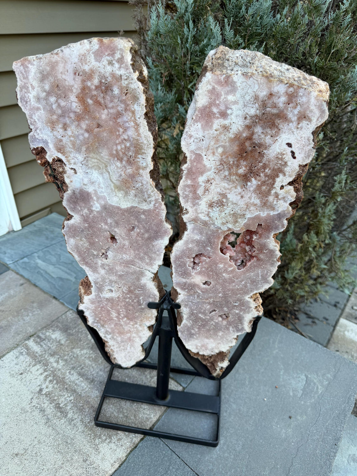 Pink Amethyst Statement Crystal Wings on Custom Stand: Luxury Crystal Décor