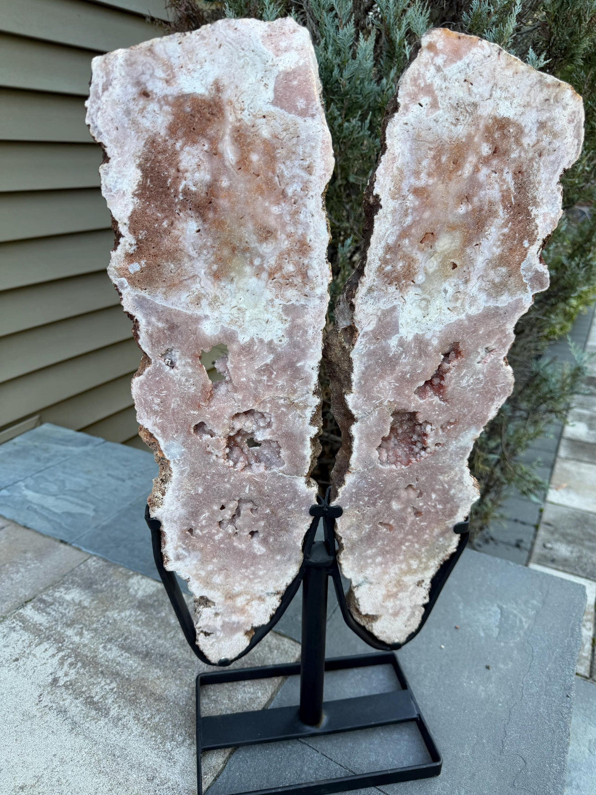 Pink Amethyst Statement Crystal Wings on Custom Stand: Luxury Crystal Décor