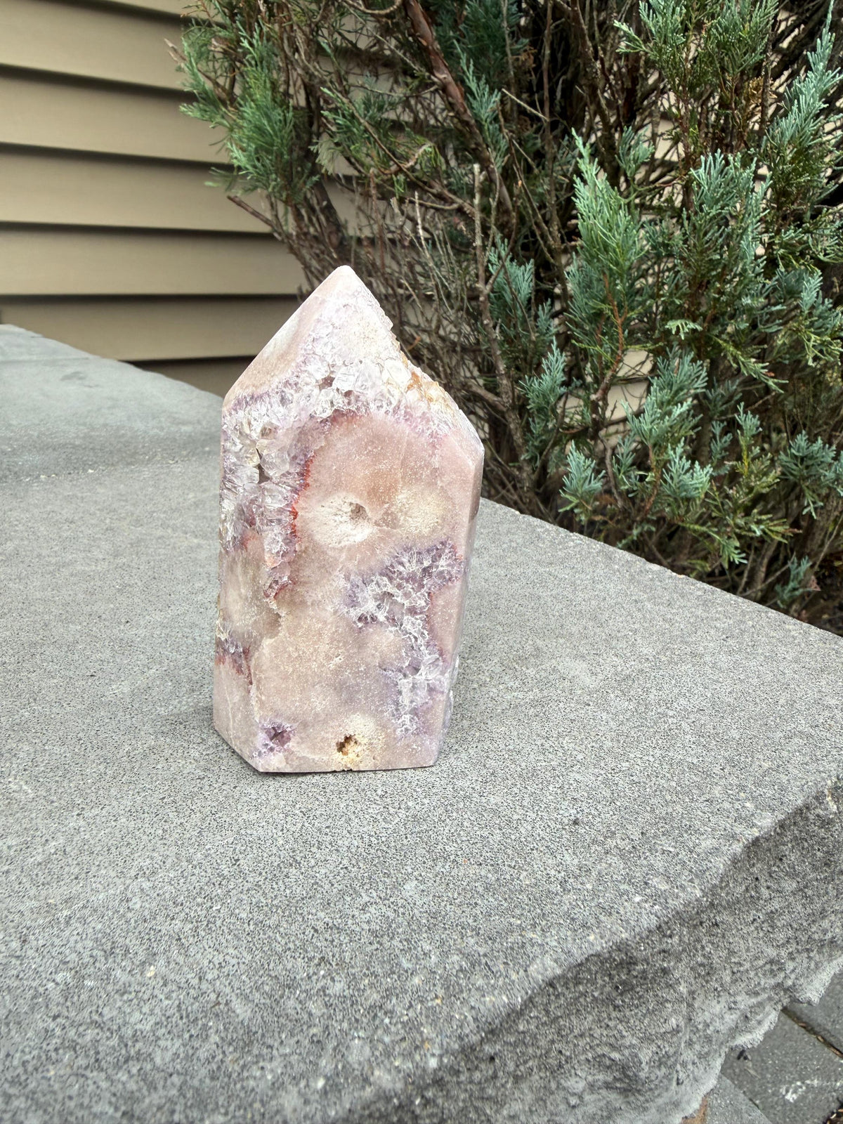 Pink & Purple Amethyst Crystal Tower • Sparkling Druzy Quartz Point • Natural Healing Crystal • Gemstone Decor