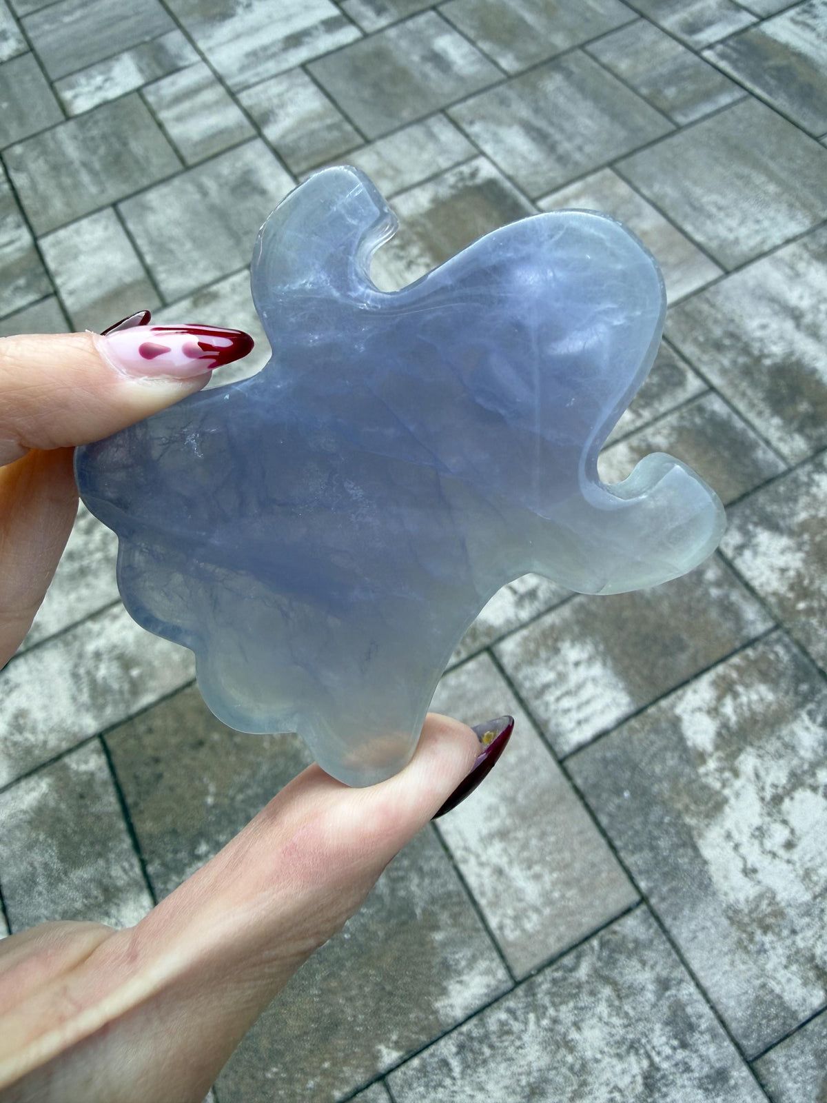 Hand Carved Fluorite Ghost Crystal • Purple Green Spirit Figurine Halloween Decor