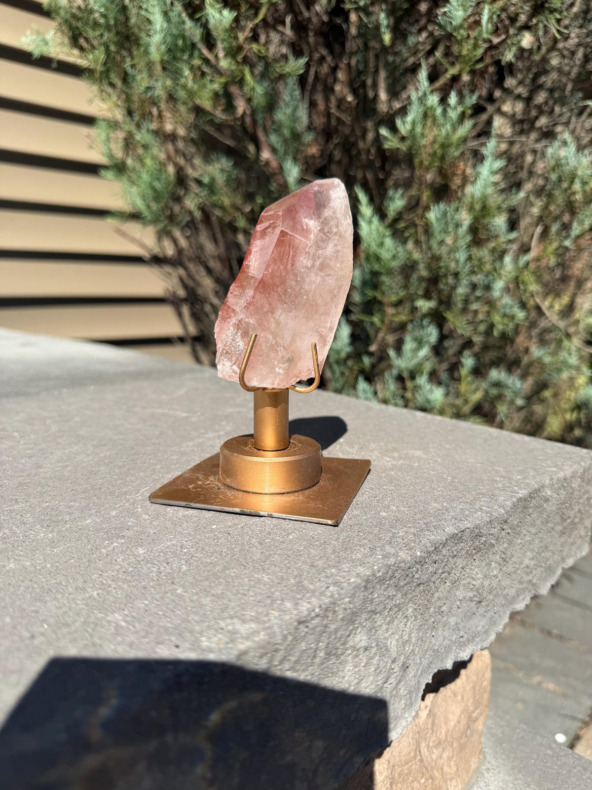 Pink Lithium Quartz Crystal Point on Stand • High Vibration Healing Stone • Spiritual Decor