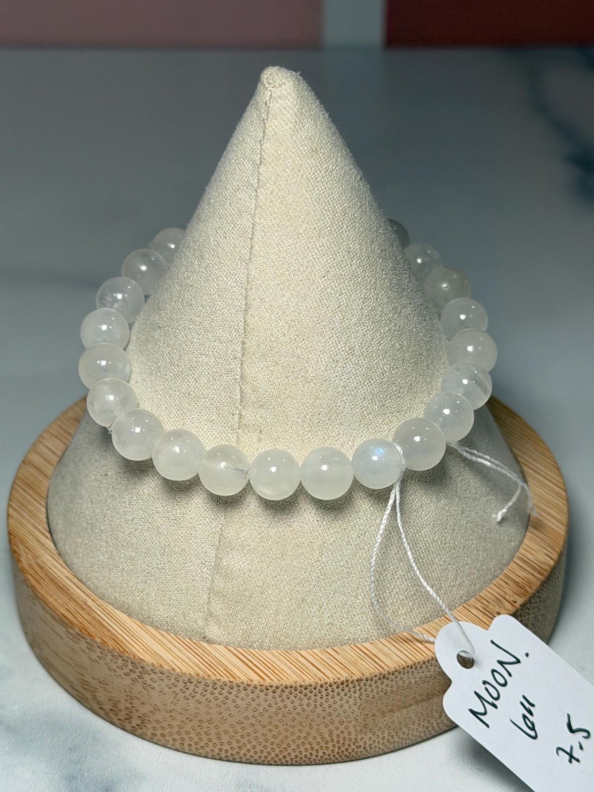 Flashy White Moonstone Beaded Bracelet • Crystal Healing Jewelry • Intuition & Feminine Energy