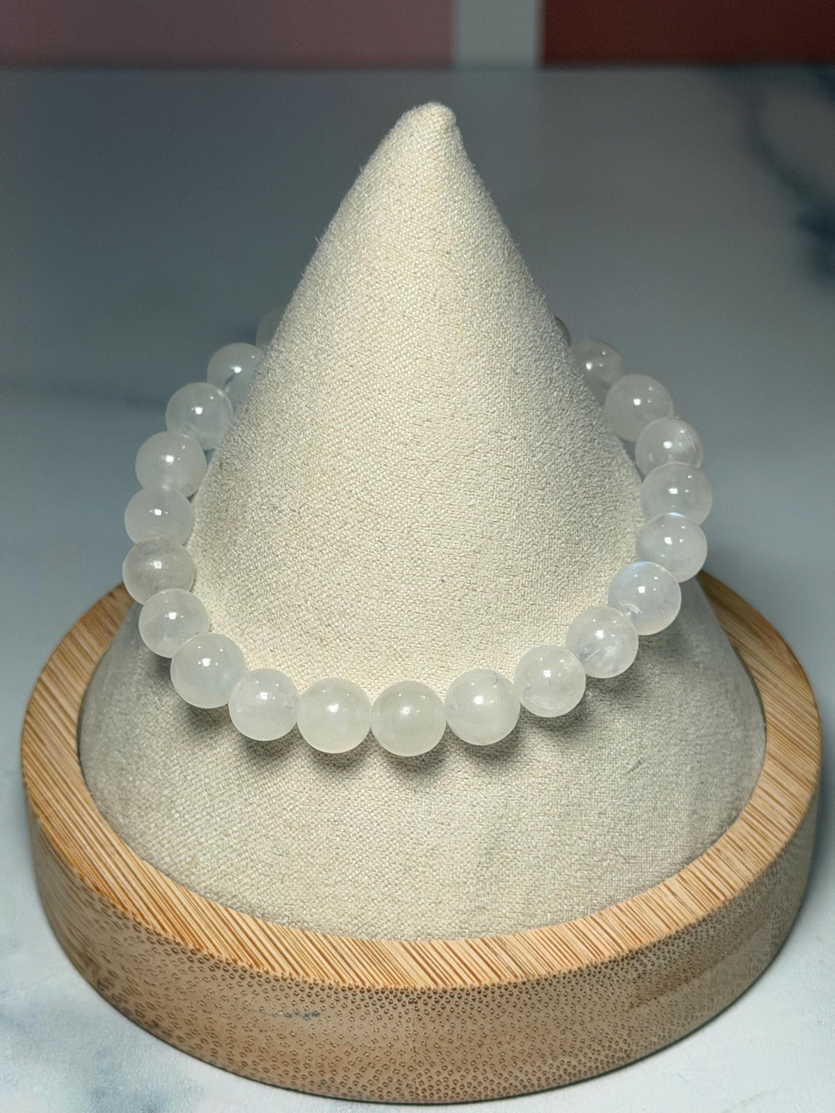 Flashy White Moonstone Beaded Bracelet • Crystal Healing Jewelry • Intuition & Feminine Energy