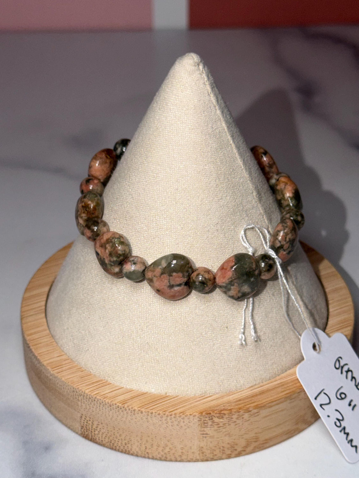 Orthoclase Heart Stretch Beaded Bracelet, Love Calm Emotional Balance Gemstone Jewelry