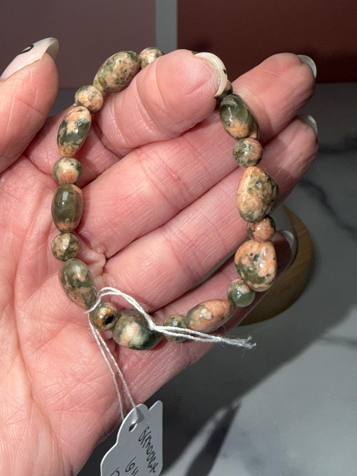 Orthoclase Heart Stretch Beaded Bracelet, Love Calm Emotional Balance Gemstone Jewelry