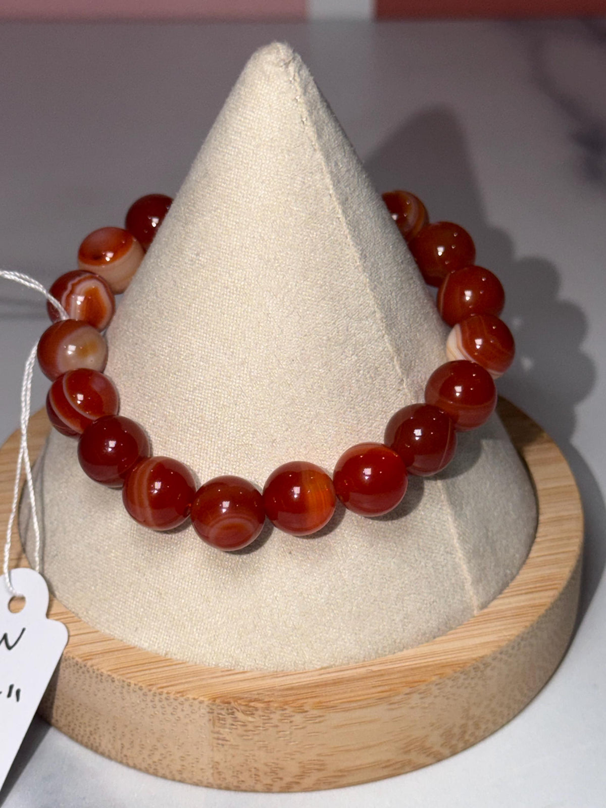 Carnelian Crystal Stretch Beaded Bracelet, Bold Energy, Confidence Jewelry (10mm)