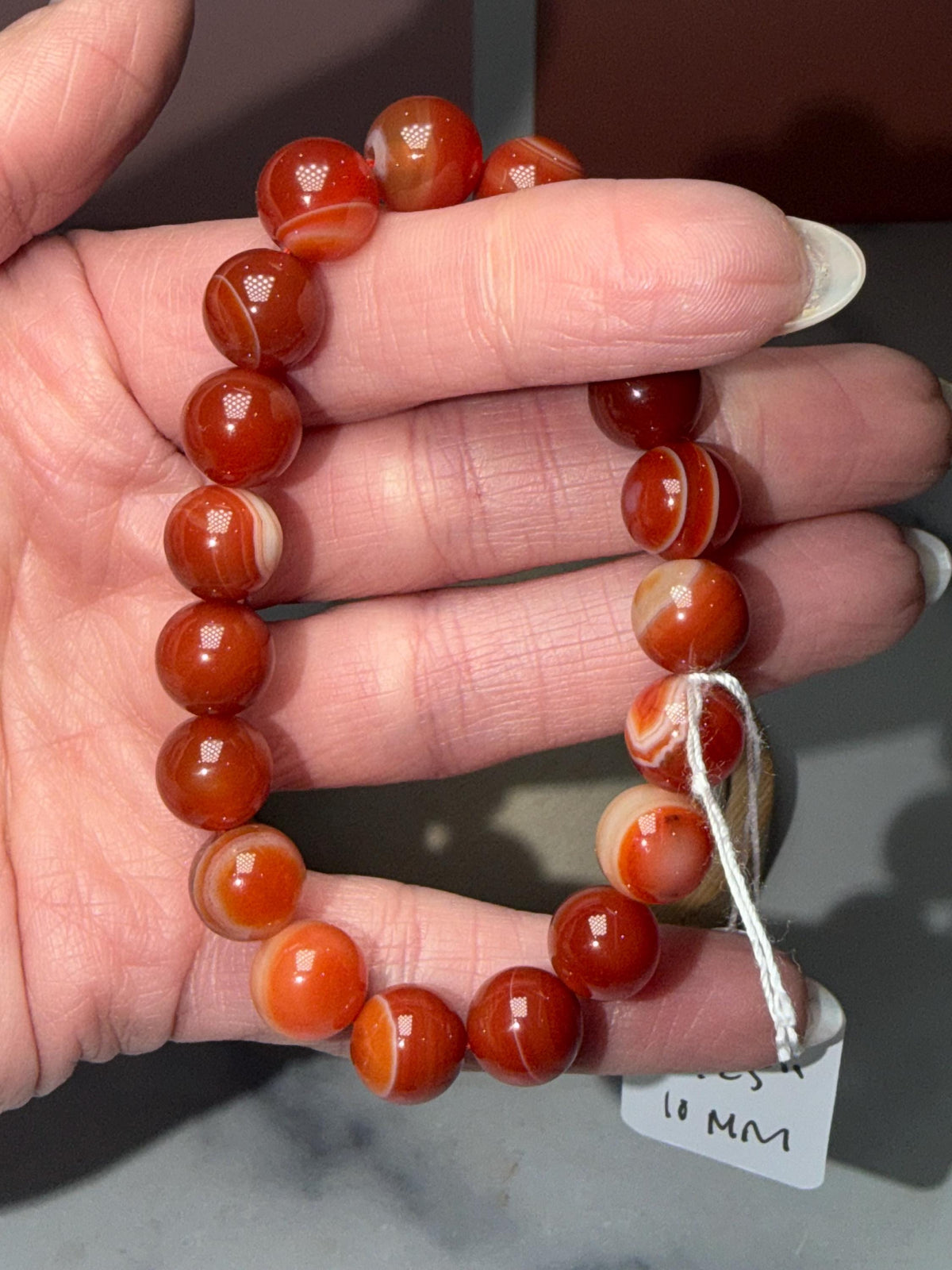 Carnelian Crystal Stretch Beaded Bracelet, Bold Energy, Confidence Jewelry (10mm)