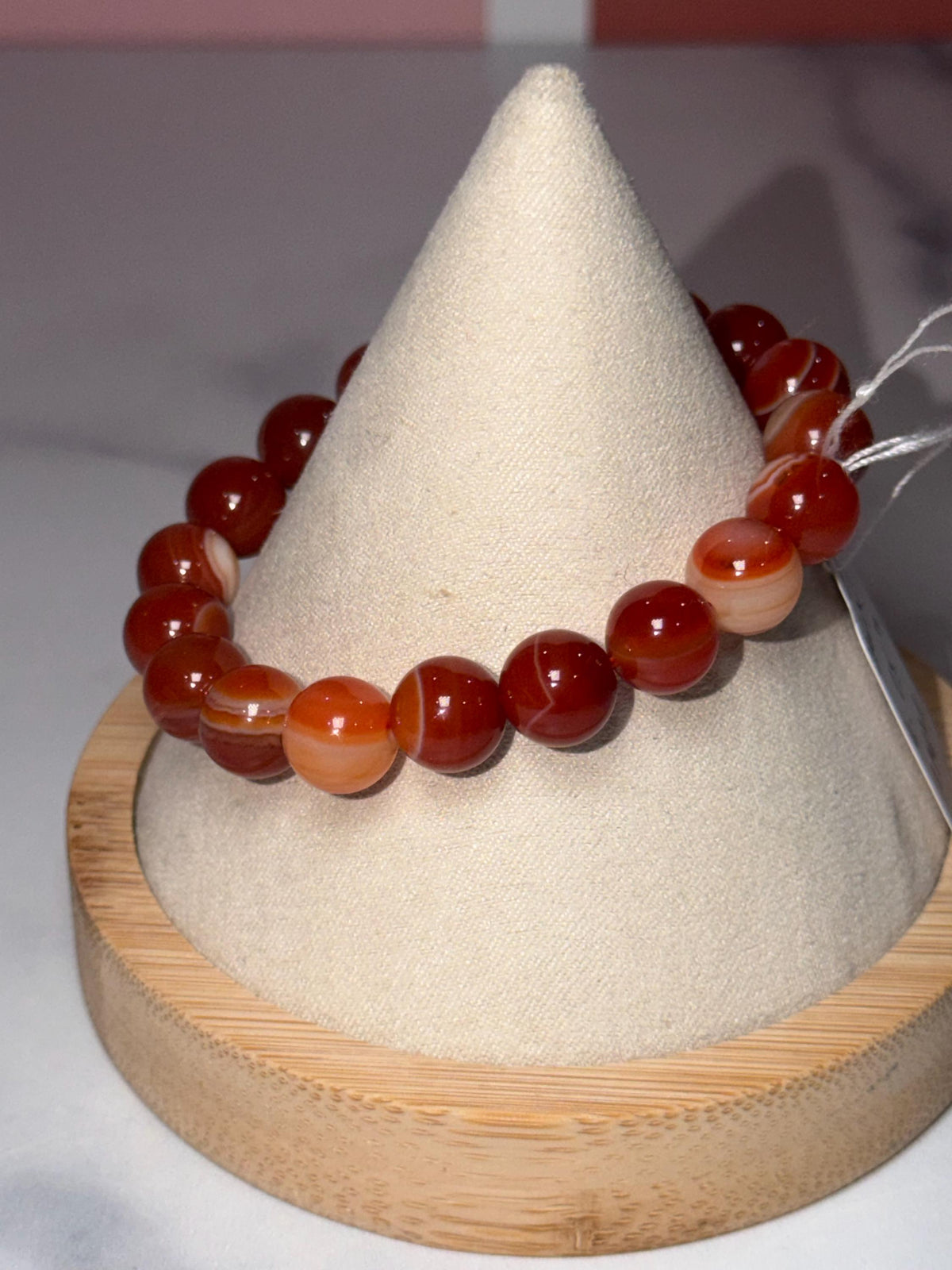 Carnelian Crystal Stretch Beaded Bracelet, Bold Energy, Confidence Jewelry (10mm)