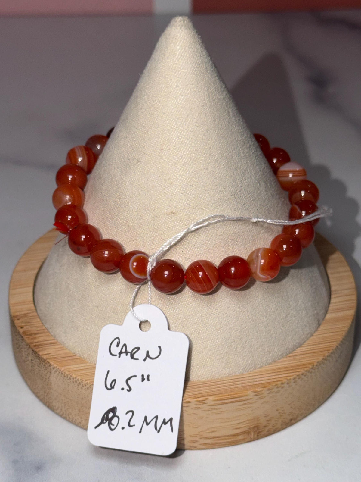 Carnelian Crystal Stretch Beaded Bracelet, Bold Energy, Confidence Jewelry (8.2mm)