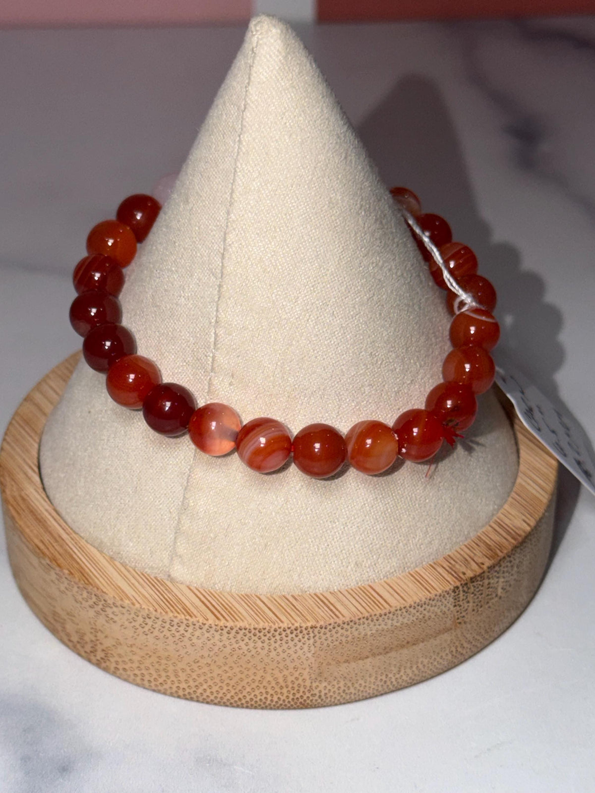 Carnelian Crystal Stretch Beaded Bracelet, Bold Energy, Confidence Jewelry (8.2mm)