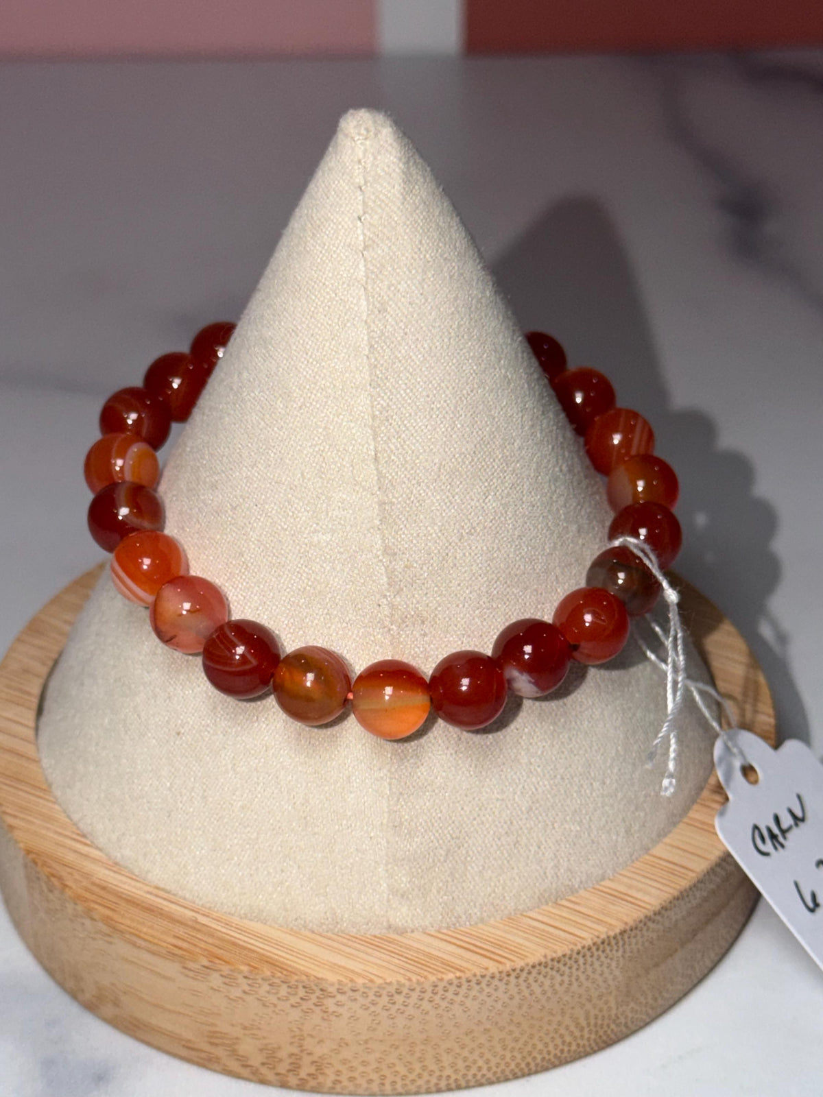 Carnelian Crystal Stretch Beaded Bracelet, Bold Energy, Confidence Jewelry (8.3mm)