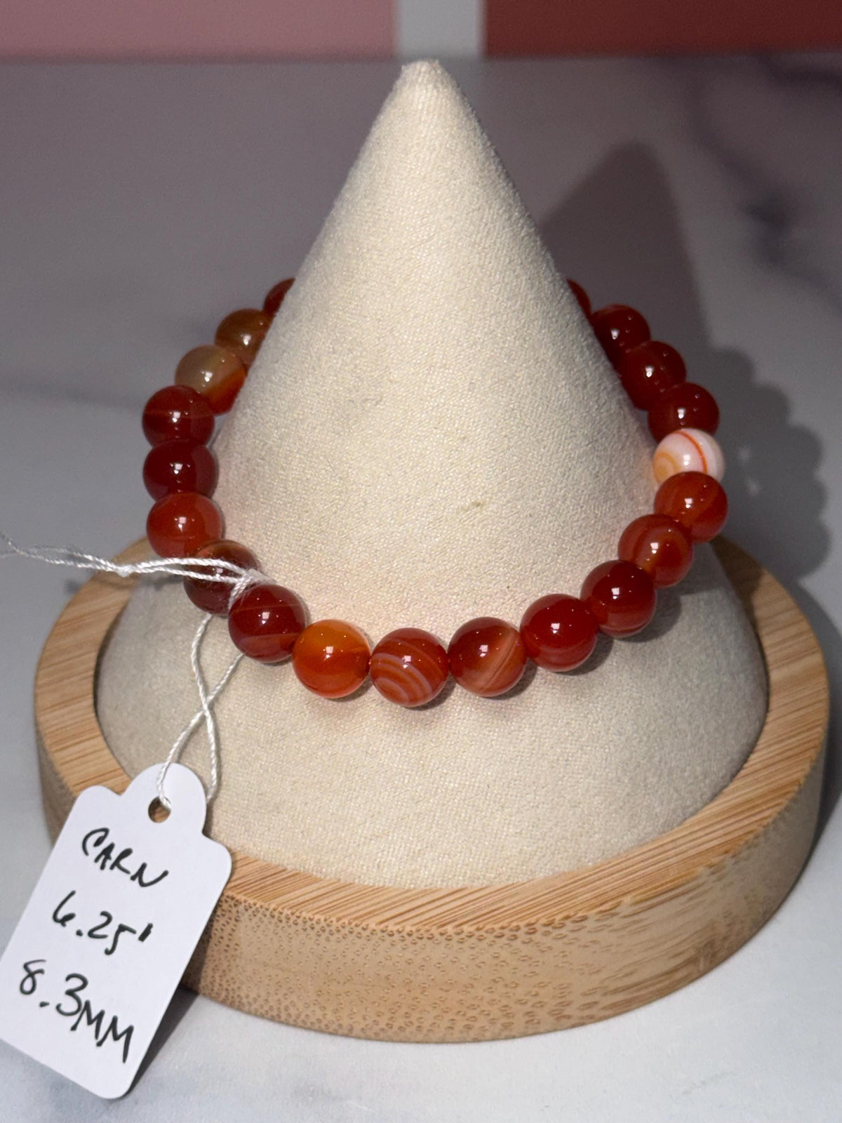 Carnelian Crystal Stretch Beaded Bracelet, Bold Energy, Confidence Jewelry (8.3mm)