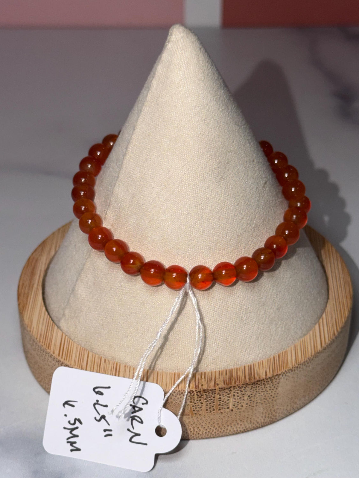 Carnelian Crystal Stretch Beaded Bracelet, 6.3mm Gemstone, Bold Energy, Everyday Wear Stretch Jewelry