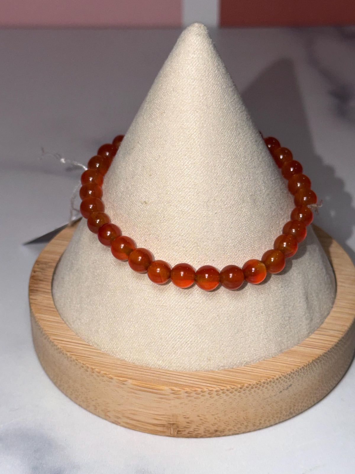 Carnelian Crystal Stretch Beaded Bracelet, 6.3mm Gemstone, Bold Energy, Everyday Wear Stretch Jewelry