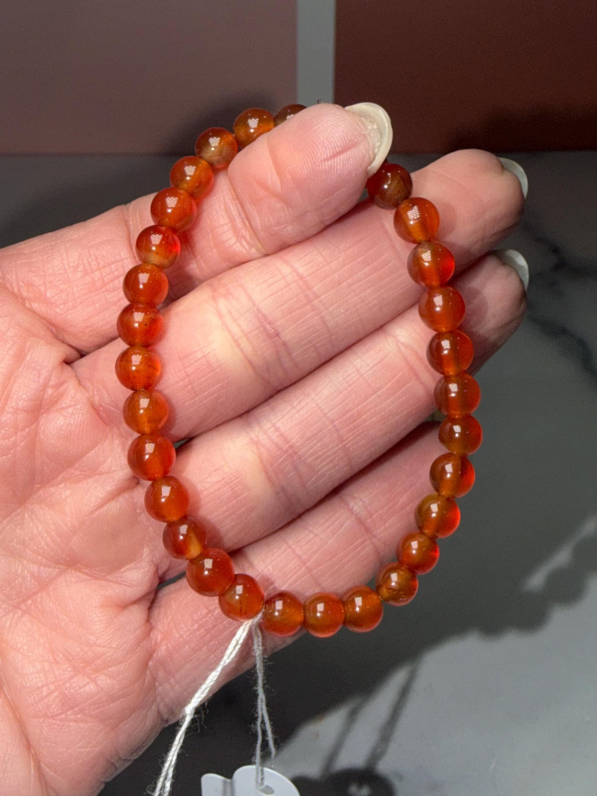 Carnelian Crystal Stretch Beaded Bracelet, 6.3mm Gemstone, Bold Energy, Everyday Wear Stretch Jewelry