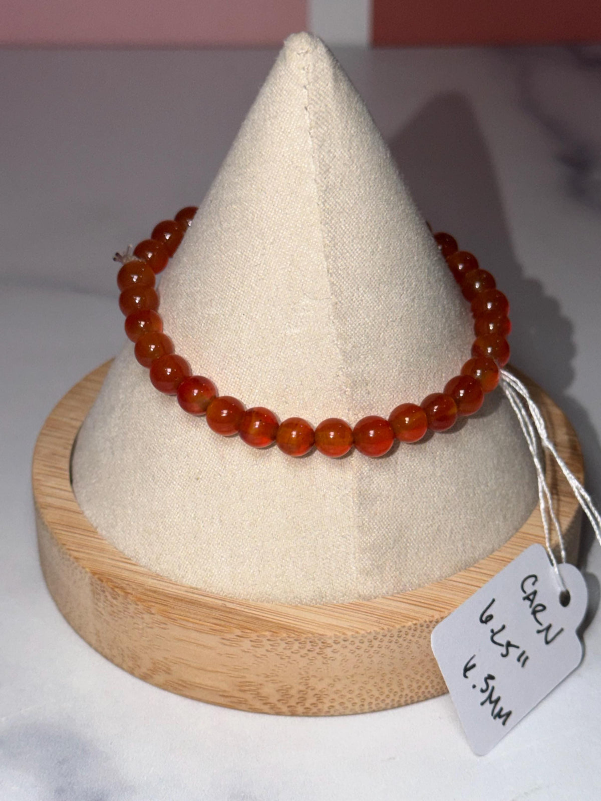 Carnelian Crystal Stretch Beaded Bracelet, 6.3mm Gemstone, Bold Energy, Everyday Wear Stretch Jewelry