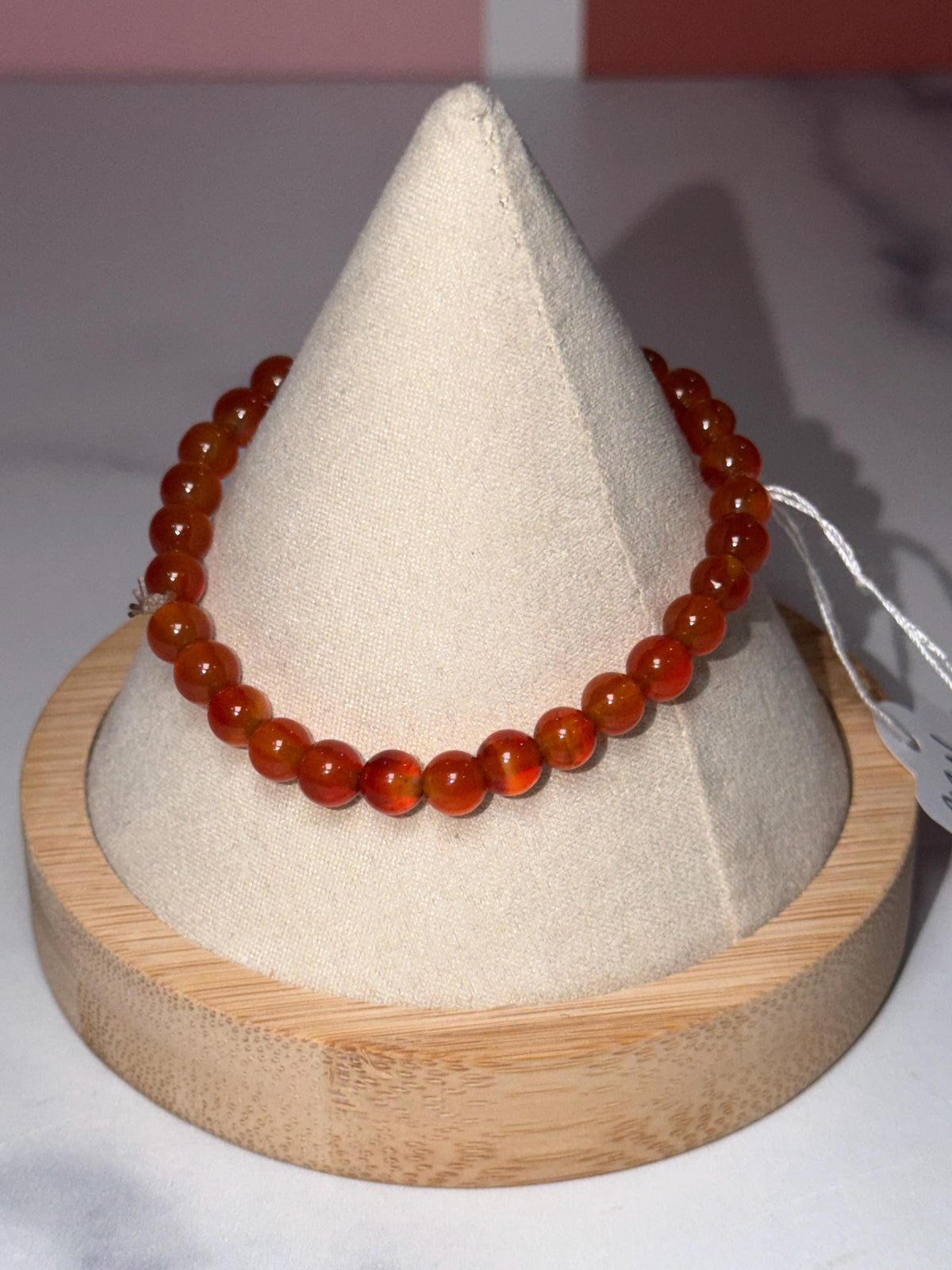 Carnelian Crystal Stretch Beaded Bracelet, 6.3mm Gemstone, Bold Energy, Everyday Wear Stretch Jewelry