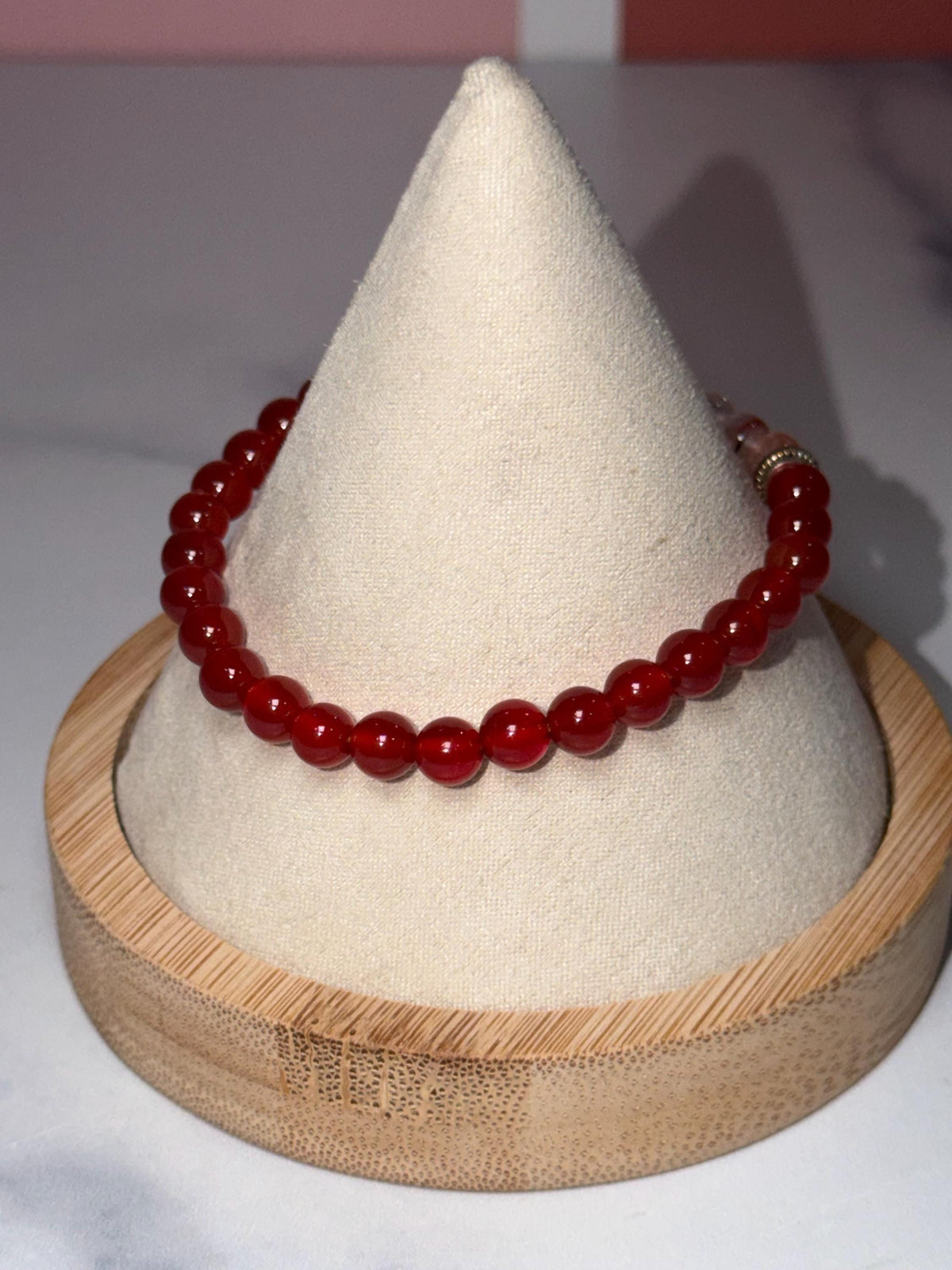 Carnelian & Fire Quartz Stretch Bracelet, Subtle Sparkle Gemstone Jewelry