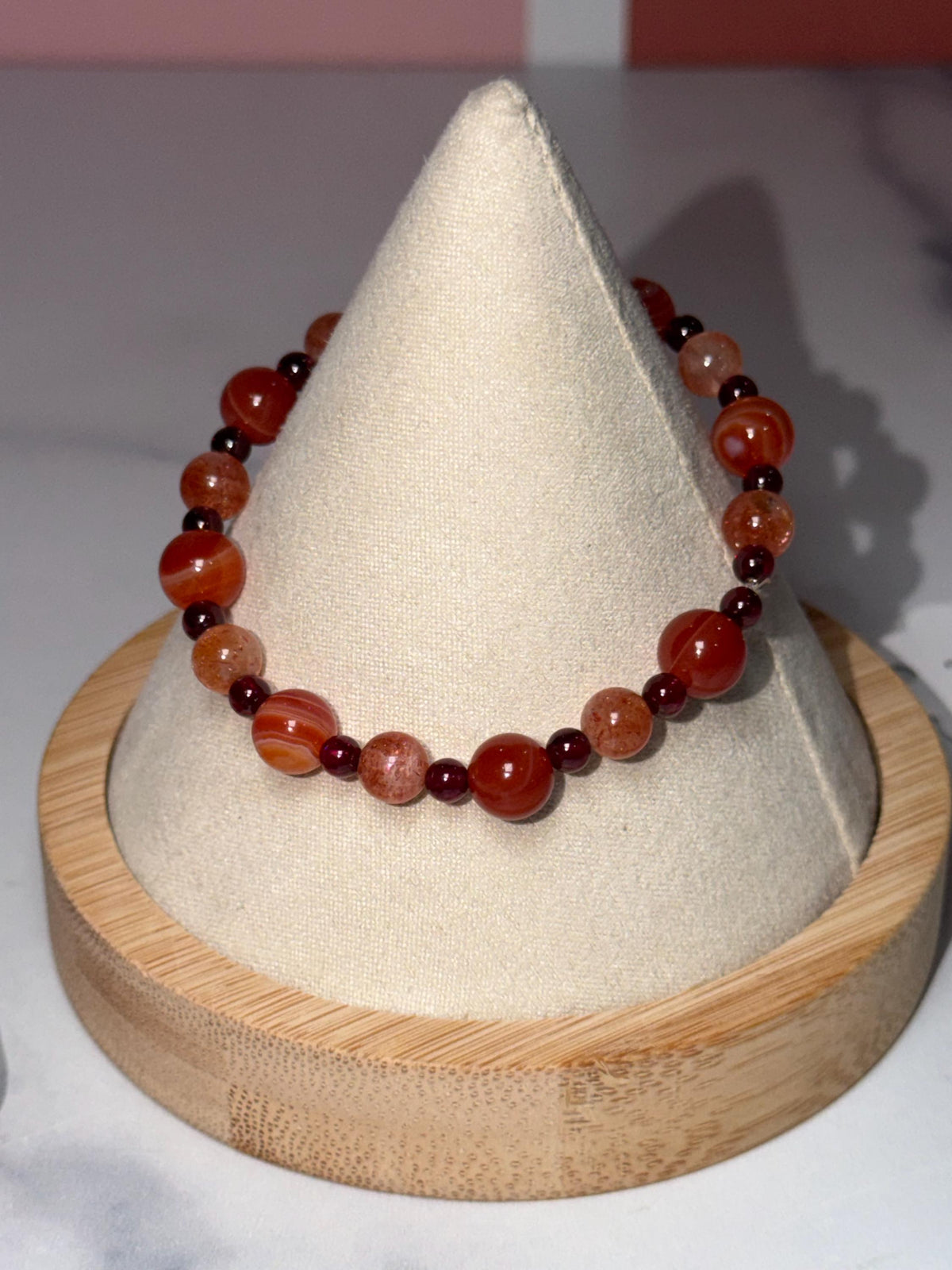 Carnelian, Fire Quartz, Garnet Beaded Bracelet, Earth Tone Gemstone Jewelry
