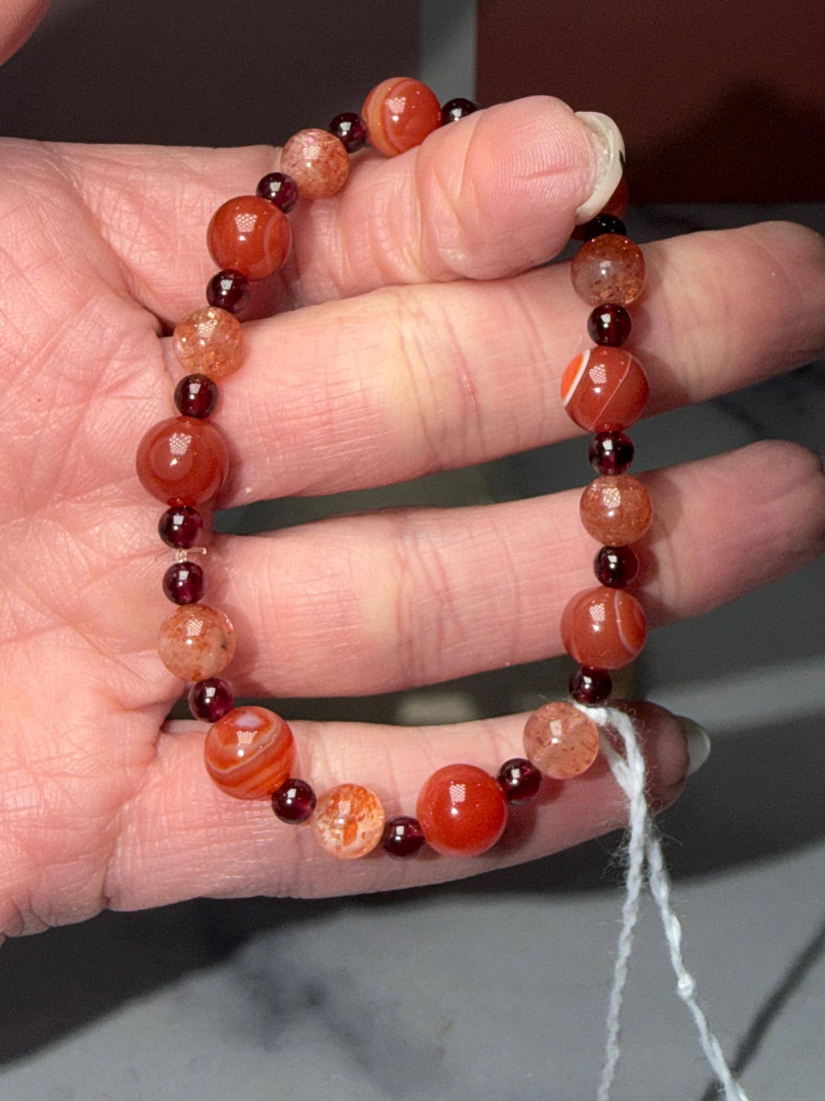 Carnelian, Fire Quartz, Garnet Beaded Bracelet, Earth Tone Gemstone Jewelry