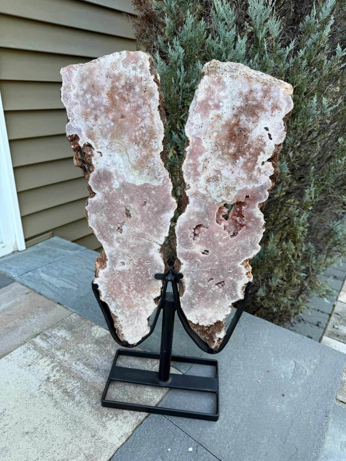 Pink Amethyst Statement Crystal Wings on Custom Stand: Luxury Crystal Décor
