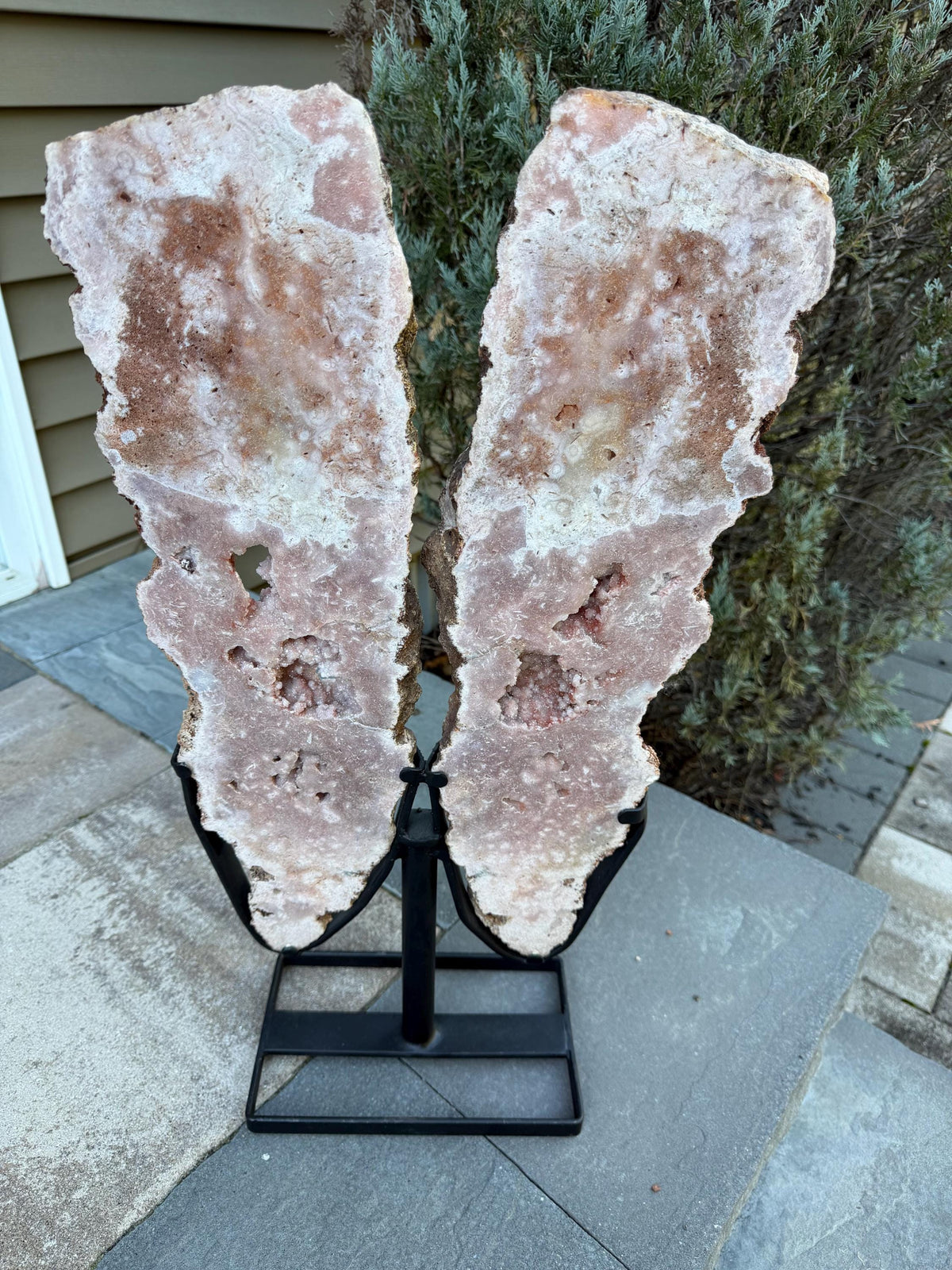 Pink Amethyst Statement Crystal Wings on Custom Stand: Luxury Crystal Décor