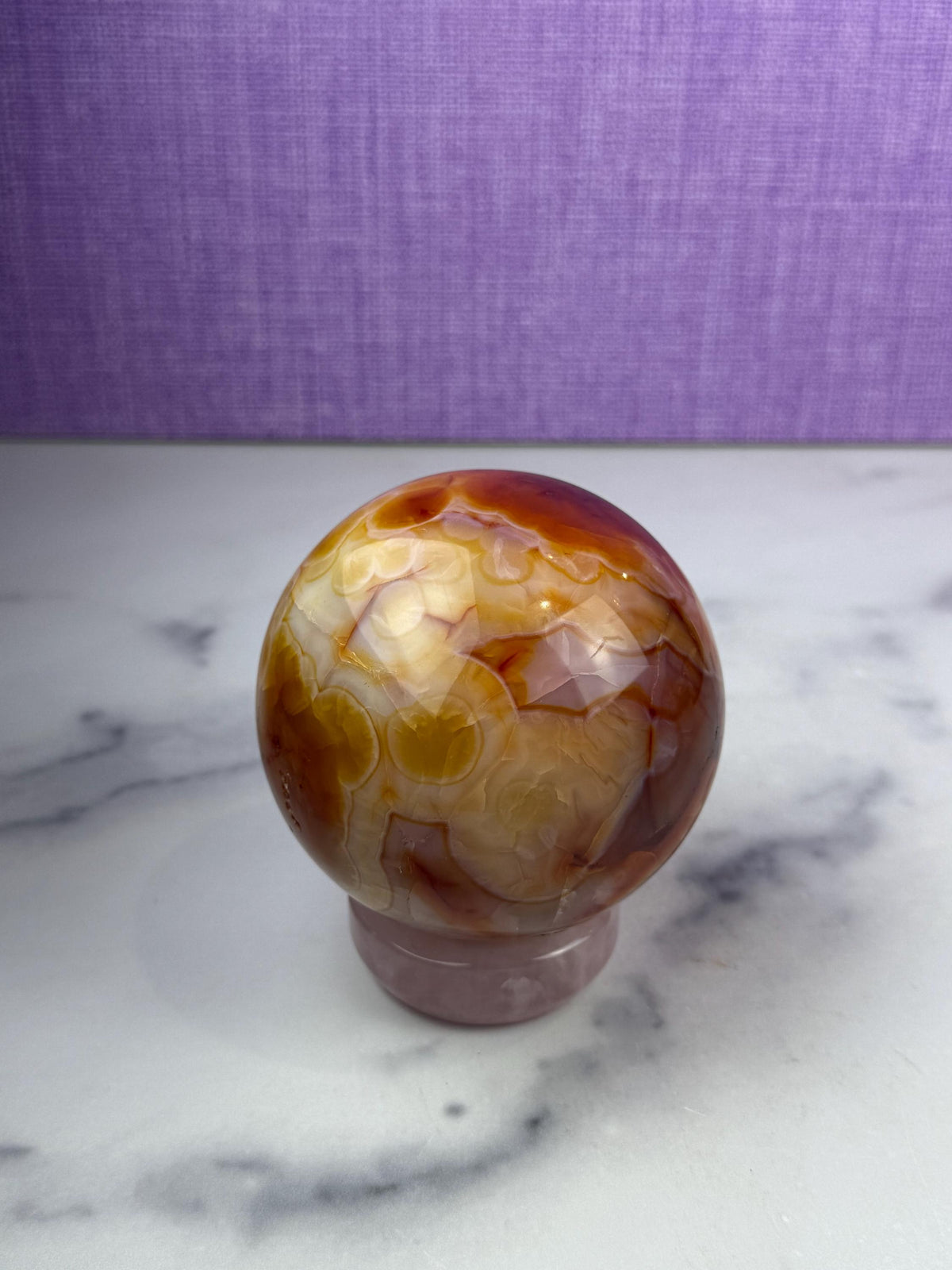 Druzy Carnelian Crystal Sphere: Natural Sparkle • Statement Sphere • Grounding Energy