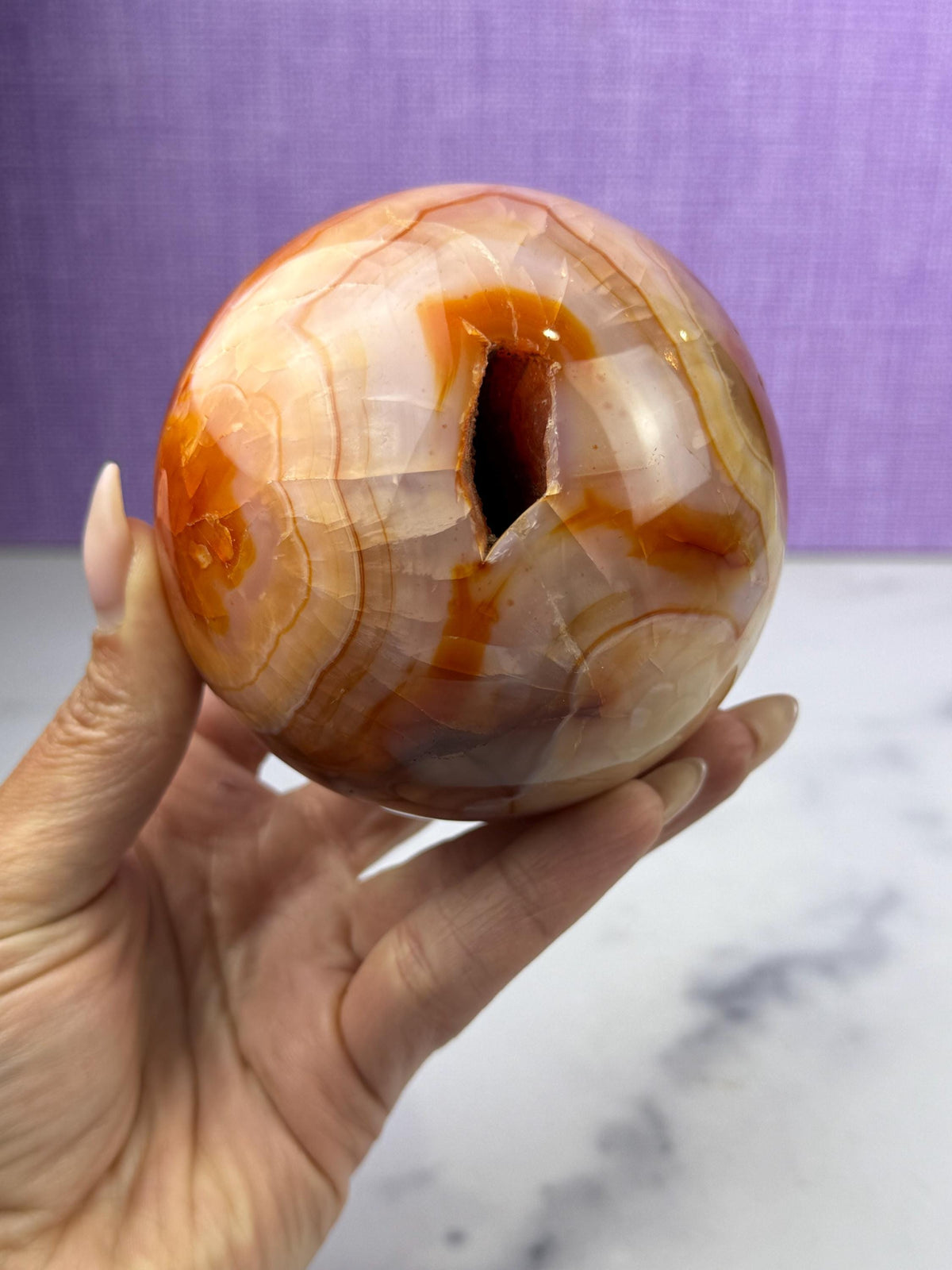Druzy Carnelian Crystal Sphere: Natural Sparkle • Statement Sphere • Grounding Energy