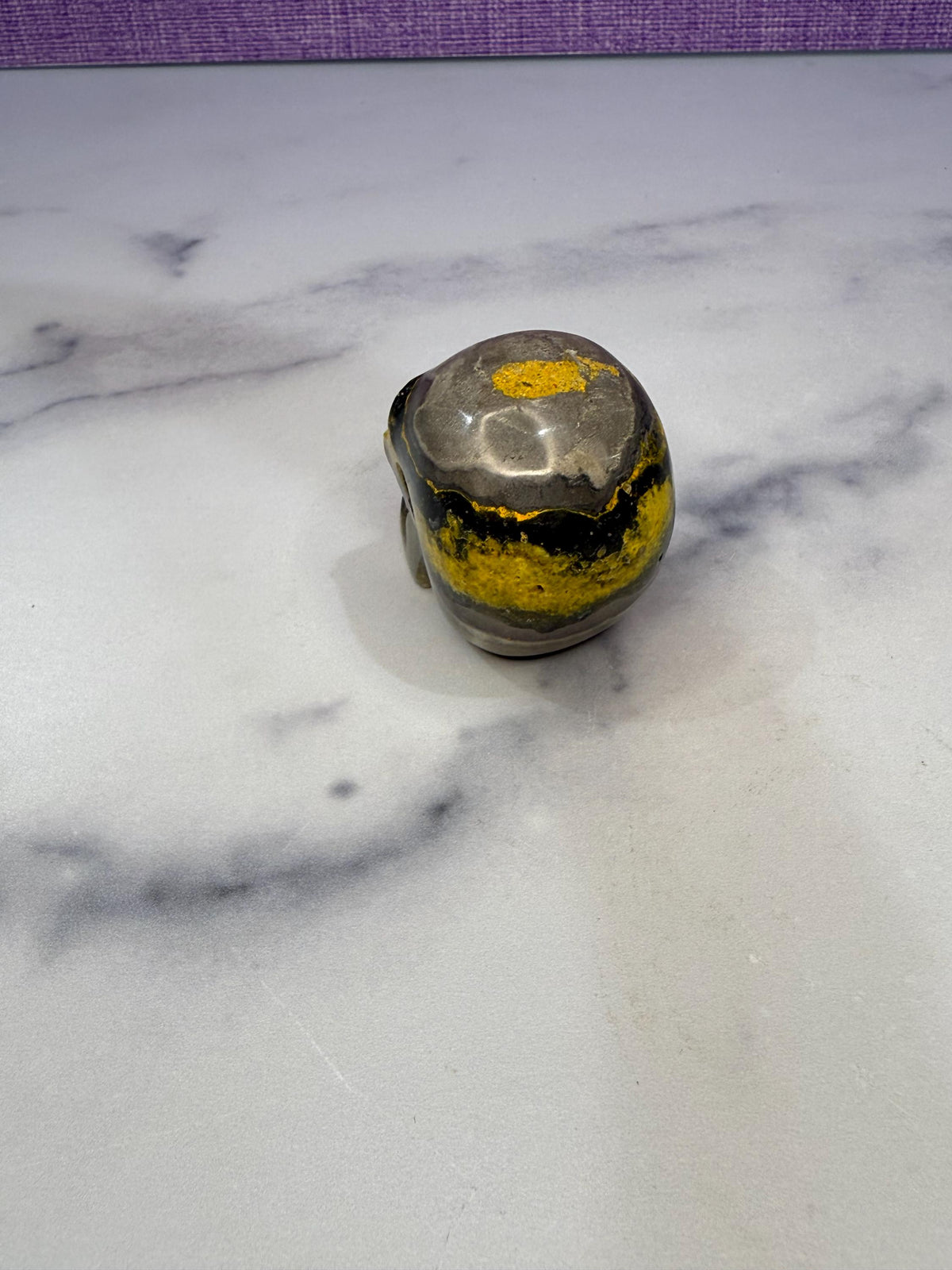 Yellow & Black Jasper Crystal Skull: Earthy Protection Stone