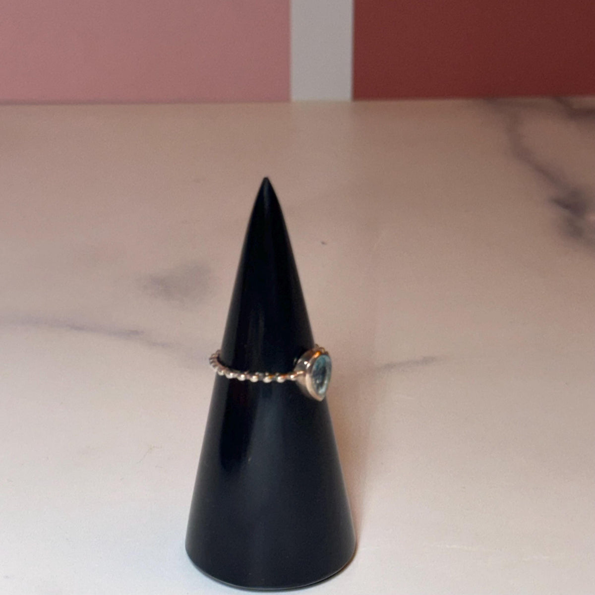 Sterling Silver Teardrop Blue Topaz Ring, Dainty Minimalist Jewelry, December Birthstone (size 7)