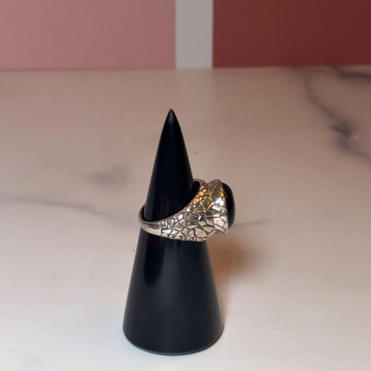Black Onyx Sterling Silver Ring, Classic Statement Jewelry, Minimalist Design (size 7)