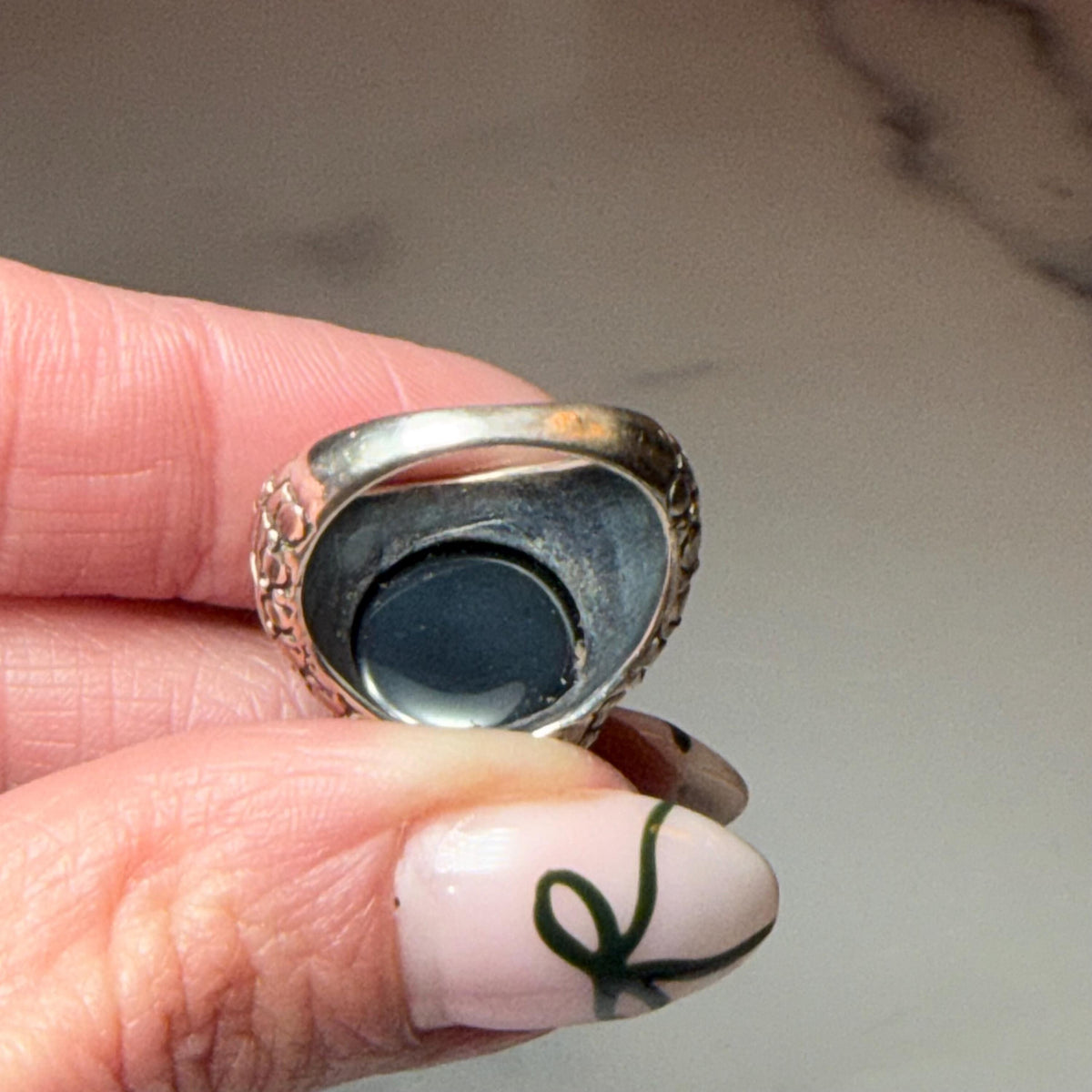 Black Onyx Sterling Silver Ring, Classic Statement Jewelry, Minimalist Design (size 7)
