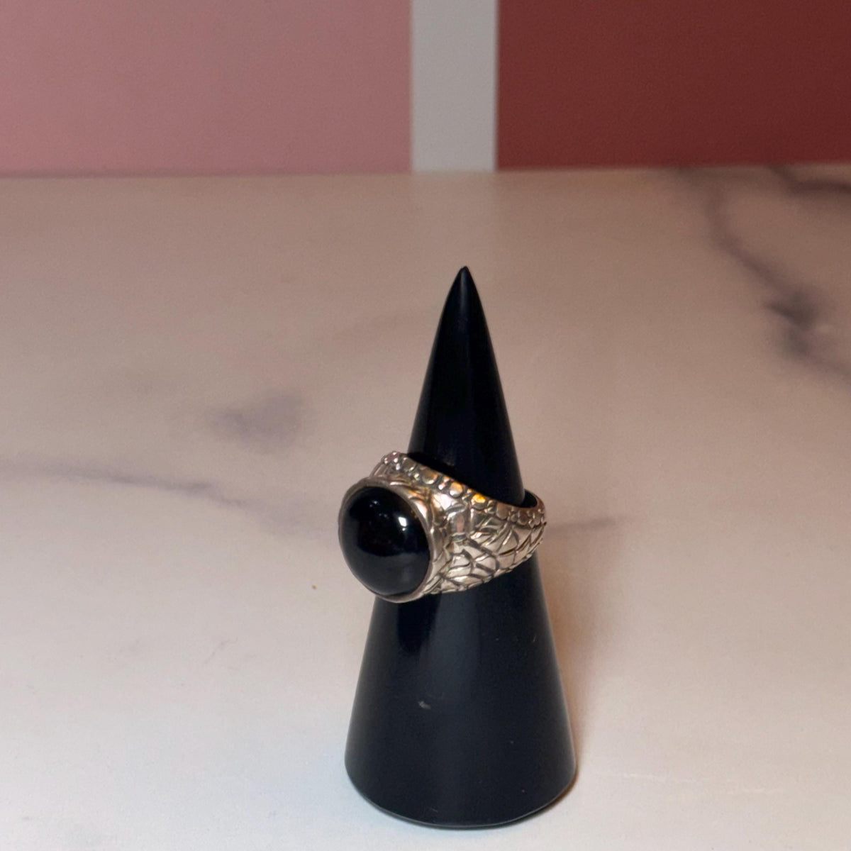 Black Onyx Sterling Silver Ring, Classic Statement Jewelry, Minimalist Design (size 7)