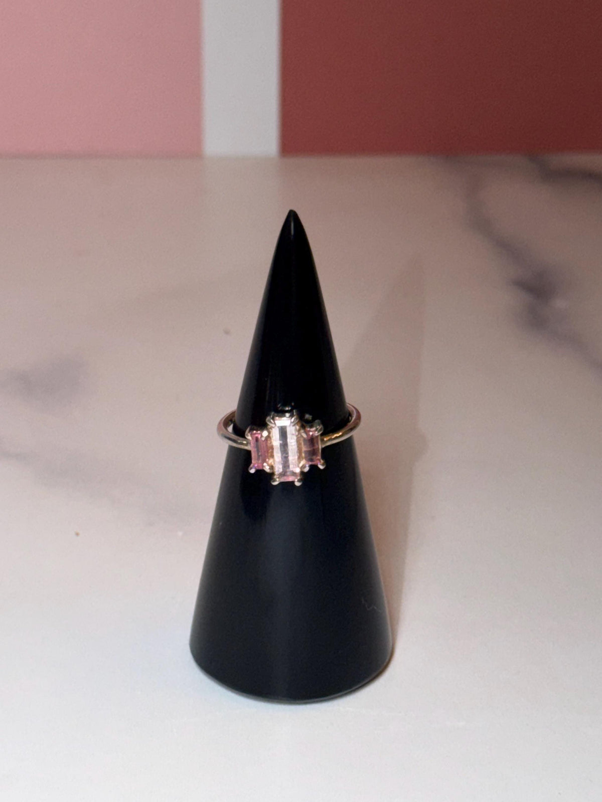 Faceted Pink Tourmaline Sterling Silver Ring • Dainty Boho Gemstone Jewelry (size 7)