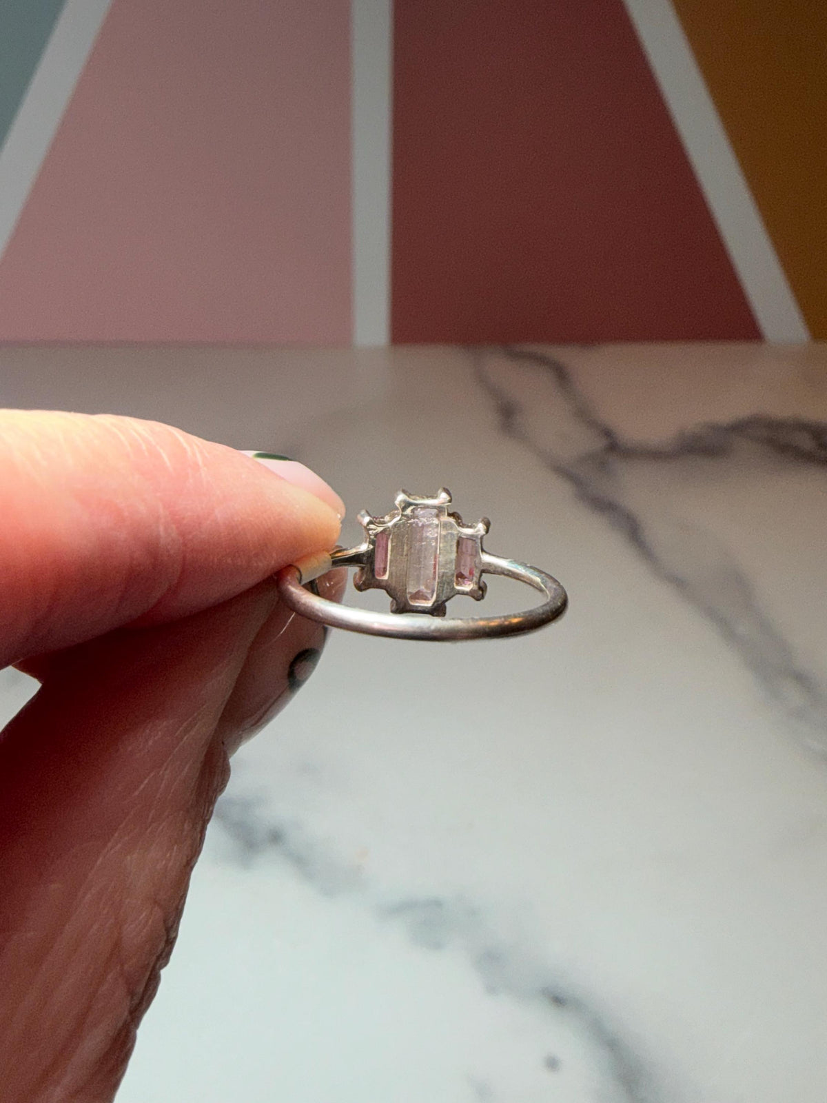 Faceted Pink Tourmaline Sterling Silver Ring • Dainty Boho Gemstone Jewelry (size 7)