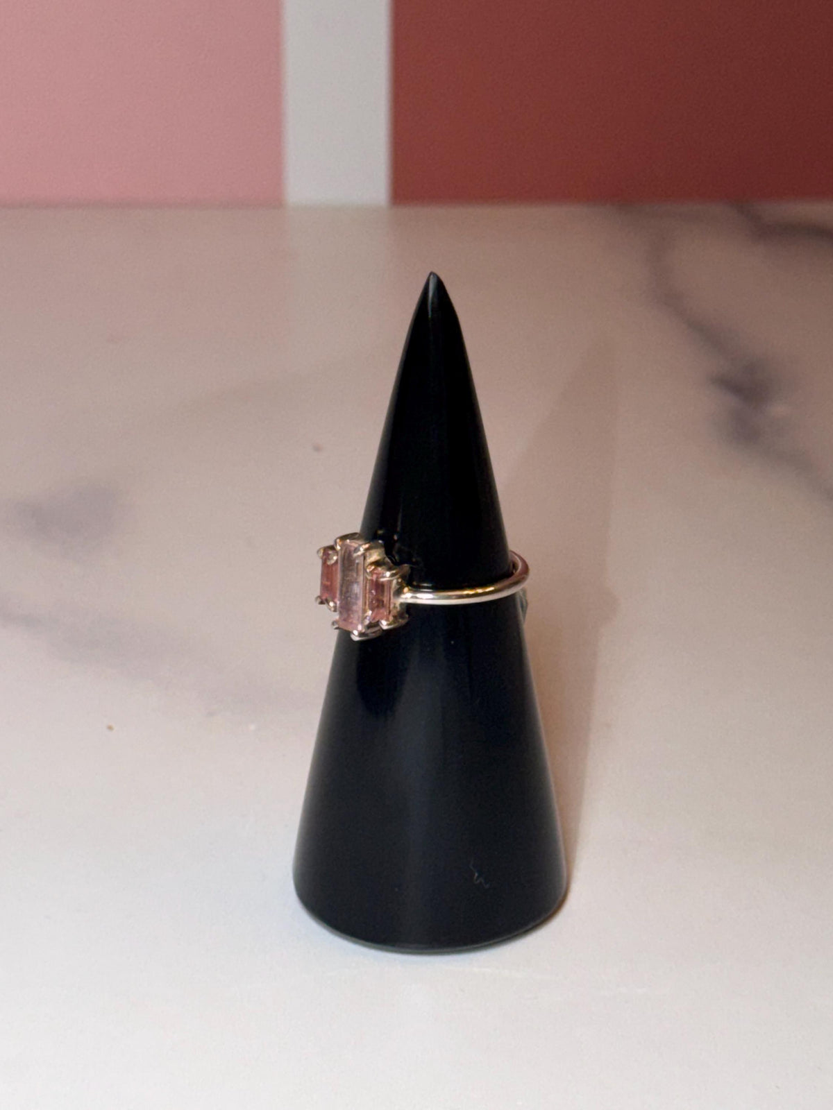 Faceted Pink Tourmaline Sterling Silver Ring • Dainty Boho Gemstone Jewelry (size 7)
