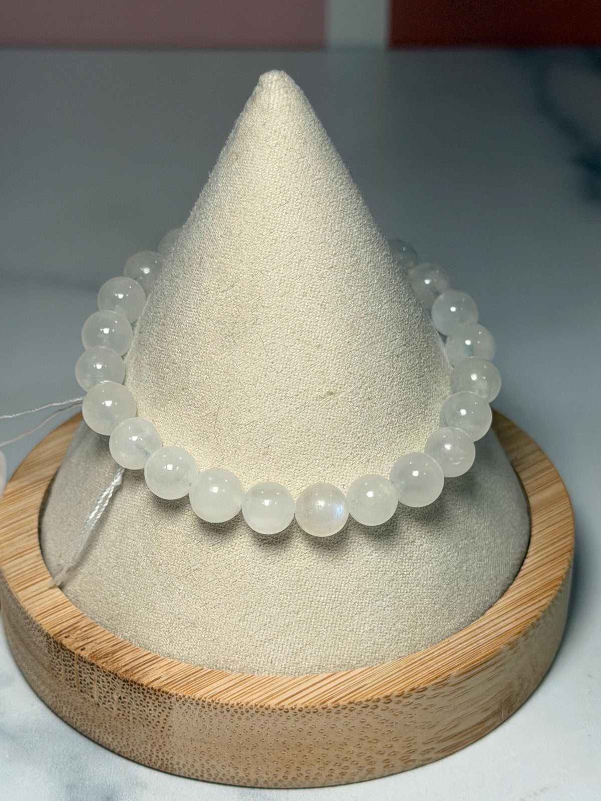 Flashy White Moonstone Beaded Bracelet • Crystal Healing Jewelry • Intuition & Feminine Energy