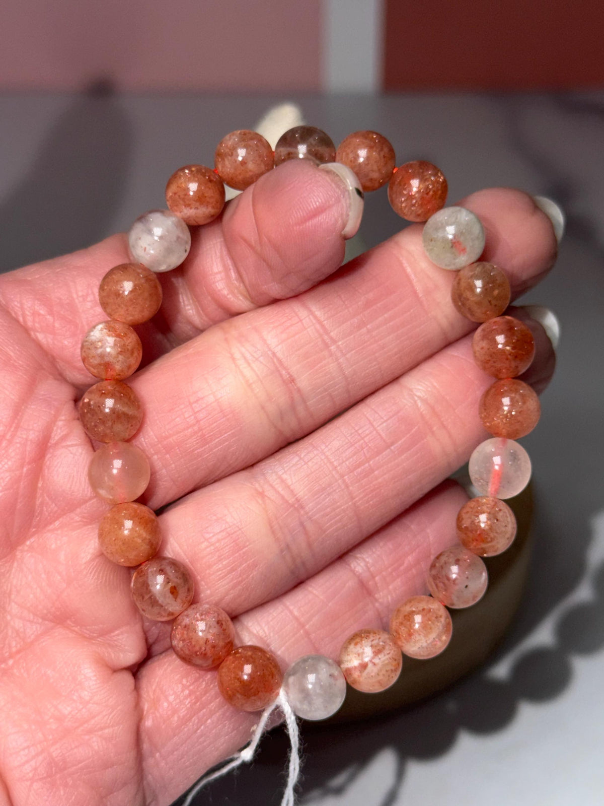 Sunstone & Moonstone Crystal Stretch Beaded Bracelet, Balance Intuition Vitality Gemstone Jewelry (8mm)