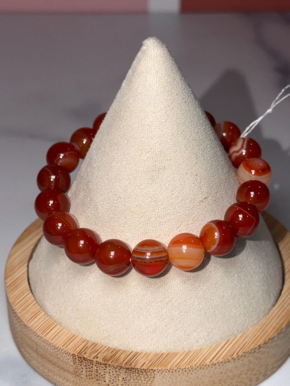 Carnelian Crystal Stretch Beaded Bracelet, Bold Energy, Confidence Jewelry (10mm)